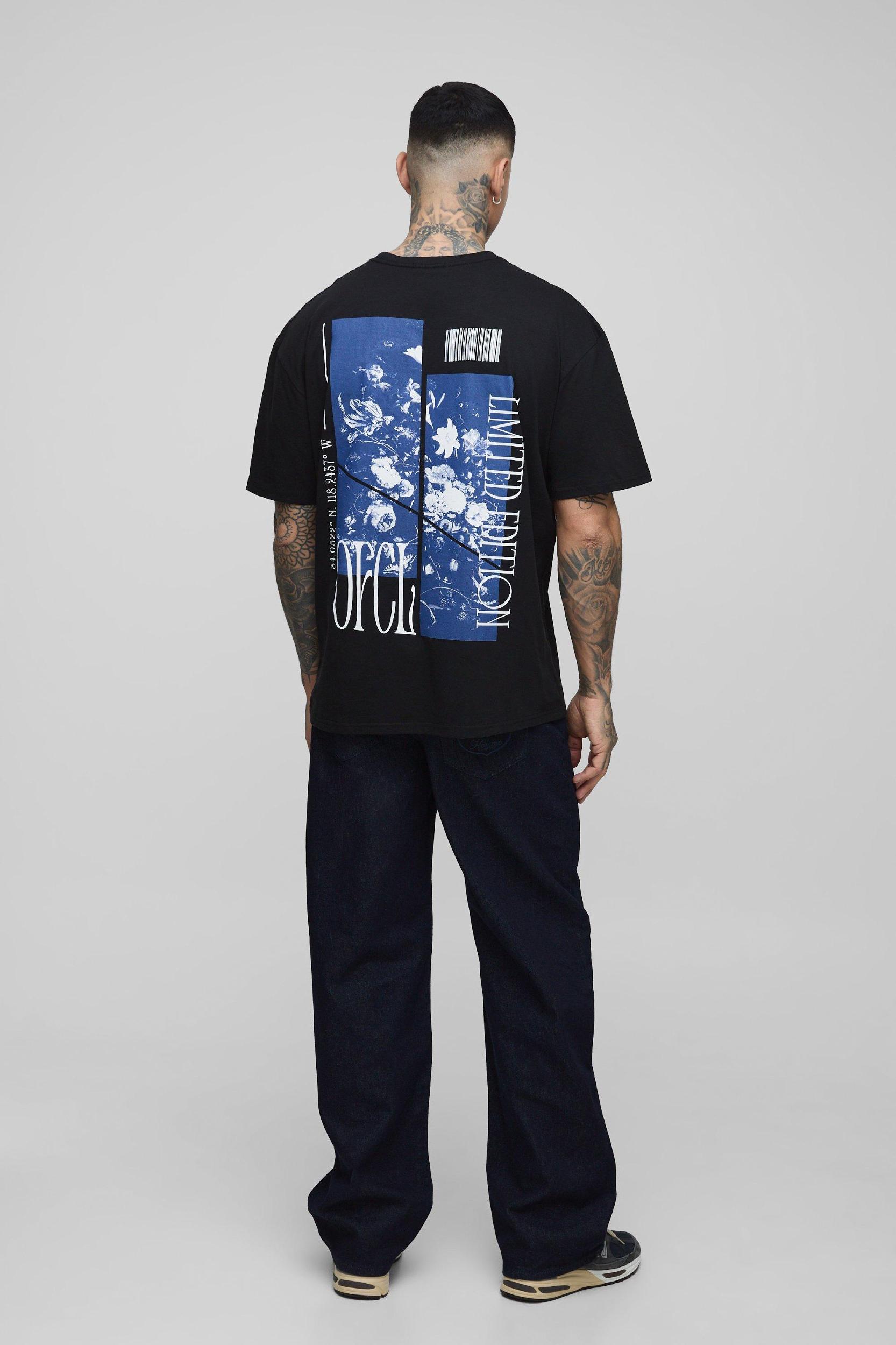 Tall Oversized Floral Splice Print T-Shirt | boohooMAN USA Product Image