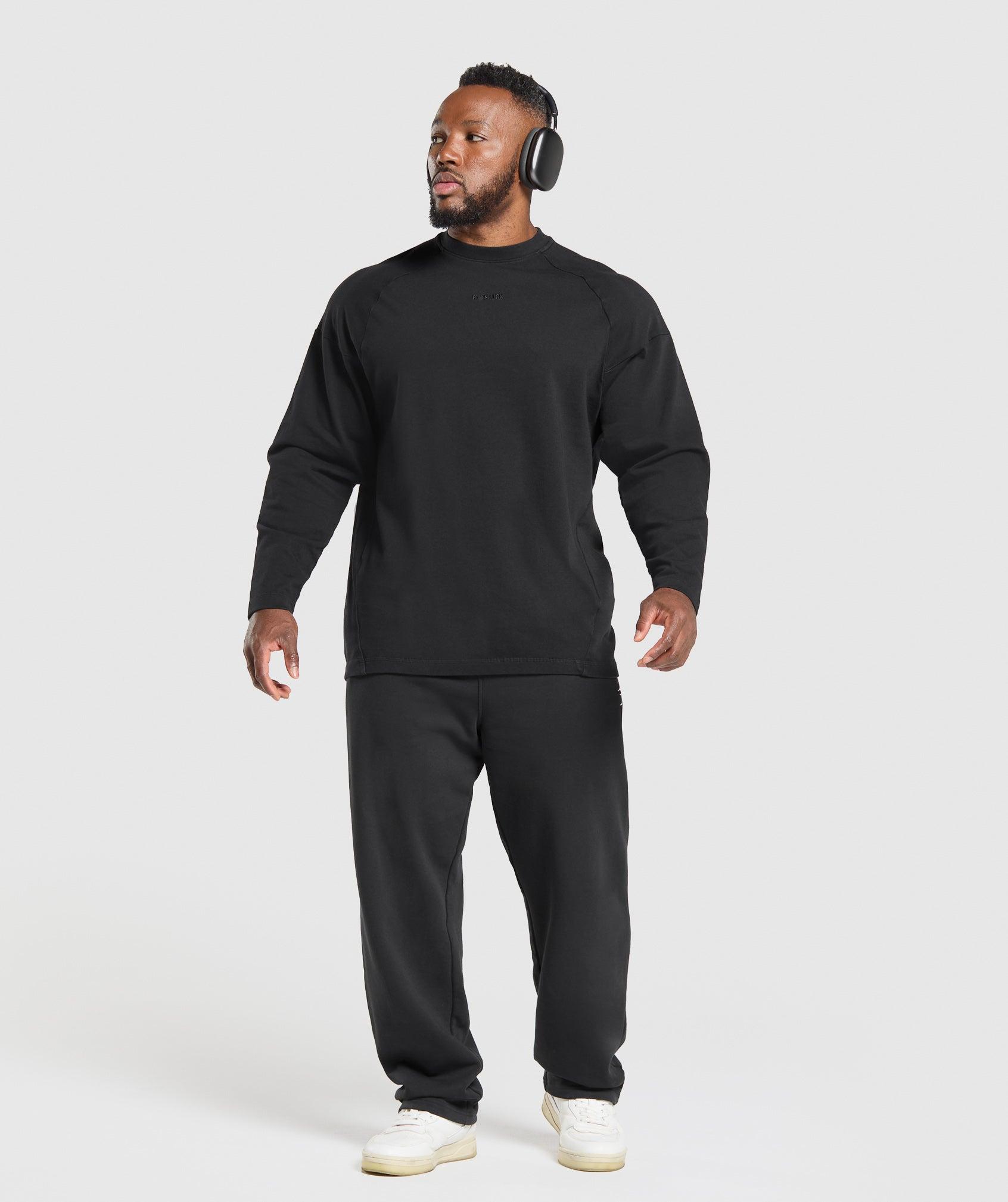 Gymshark Heavyweight Long Sleeve T-Shirt - Black Male Product Image