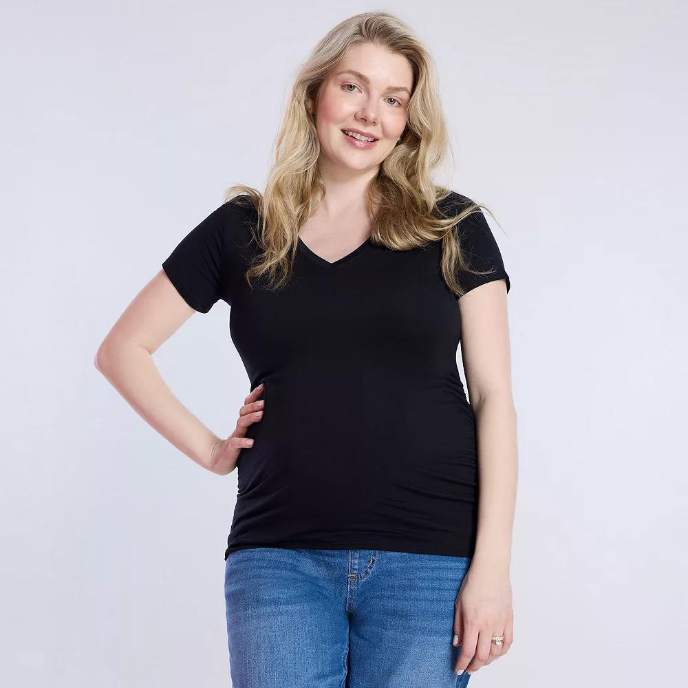 Maternity Motherhood® Side Ruched V-Neck Tee, Women's,  Product Image
