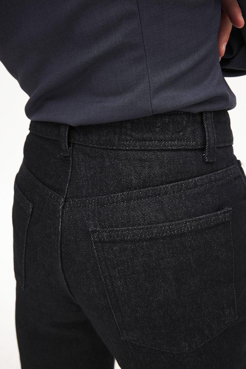 Straight Mid Waist Jeans Black Product Image