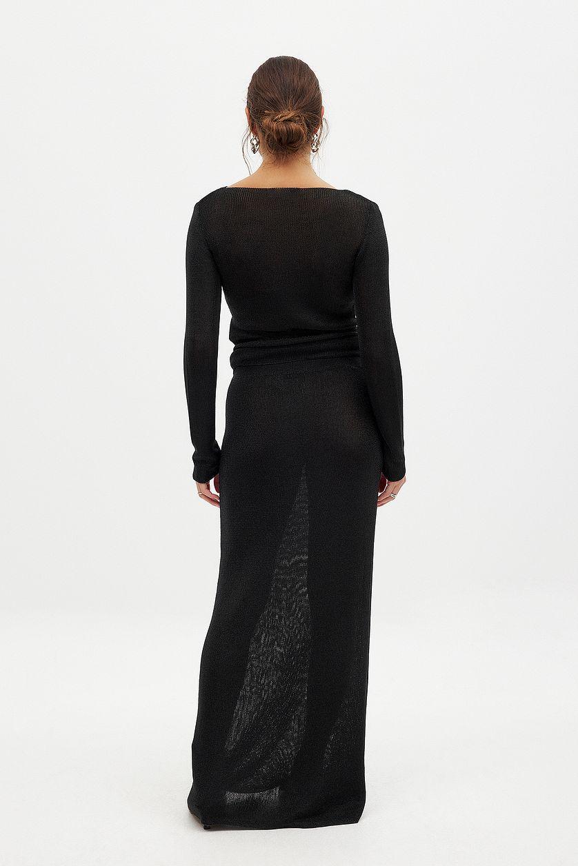 Metallic Knitted Maxi Skirt Product Image