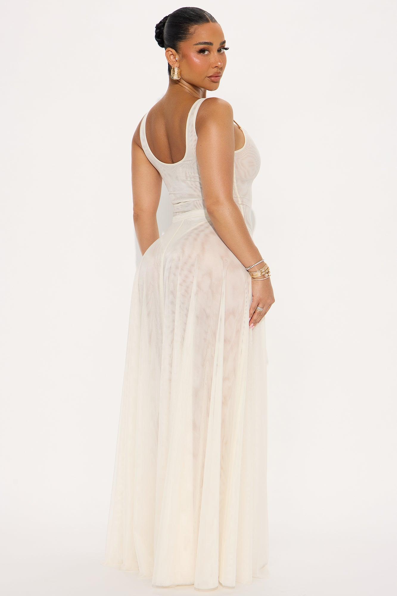 Bungalow Sheer Mesh Maxi Dress - Cream Product Image