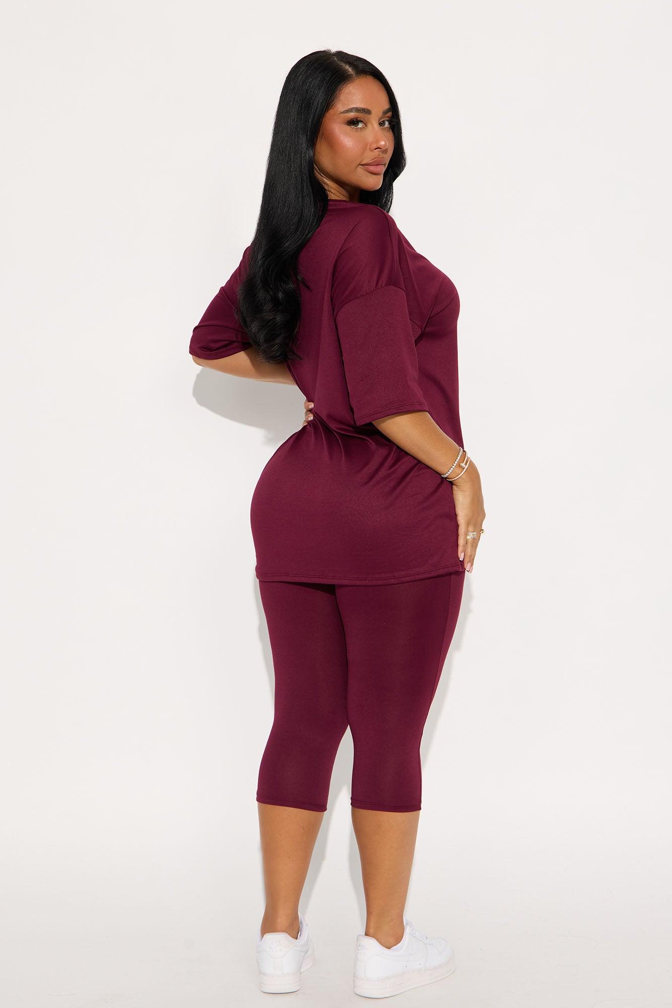 Weekend Vibes Capri Set - Burgundy Female Product Image