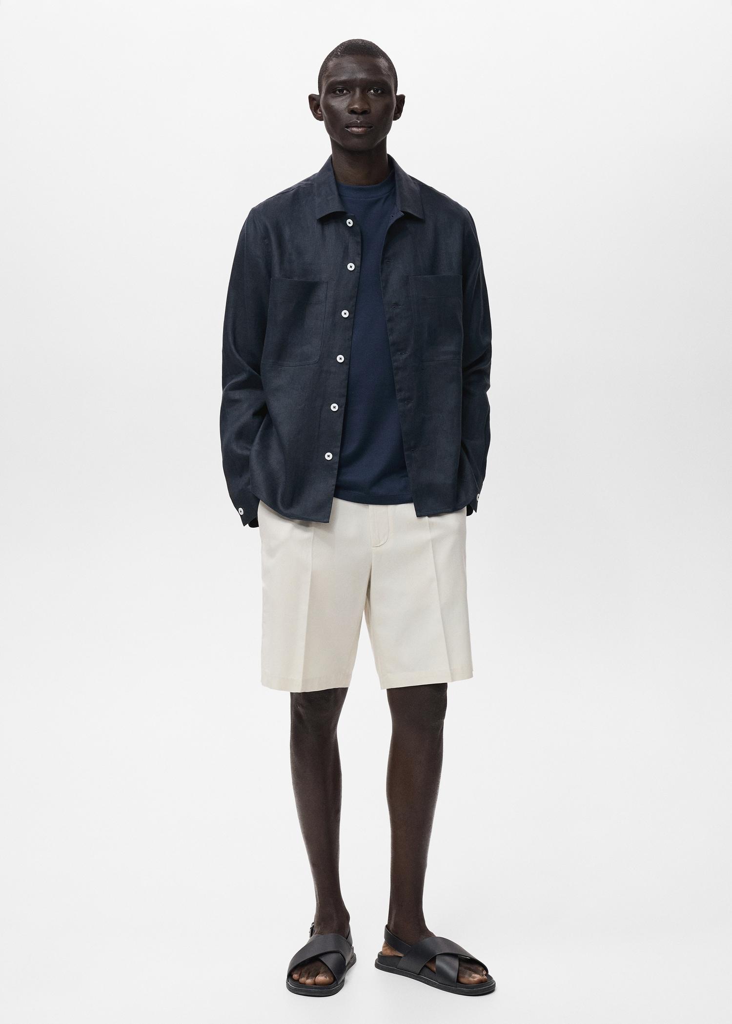 100% linen bermuda shorts - Men | MANGO USA Product Image