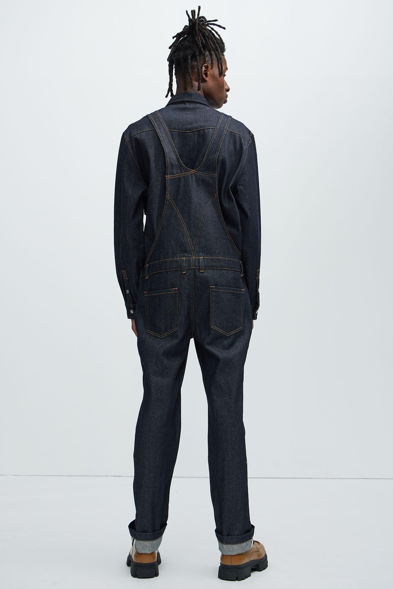 Collin Raw Denim Overalls - Indigo Product Image