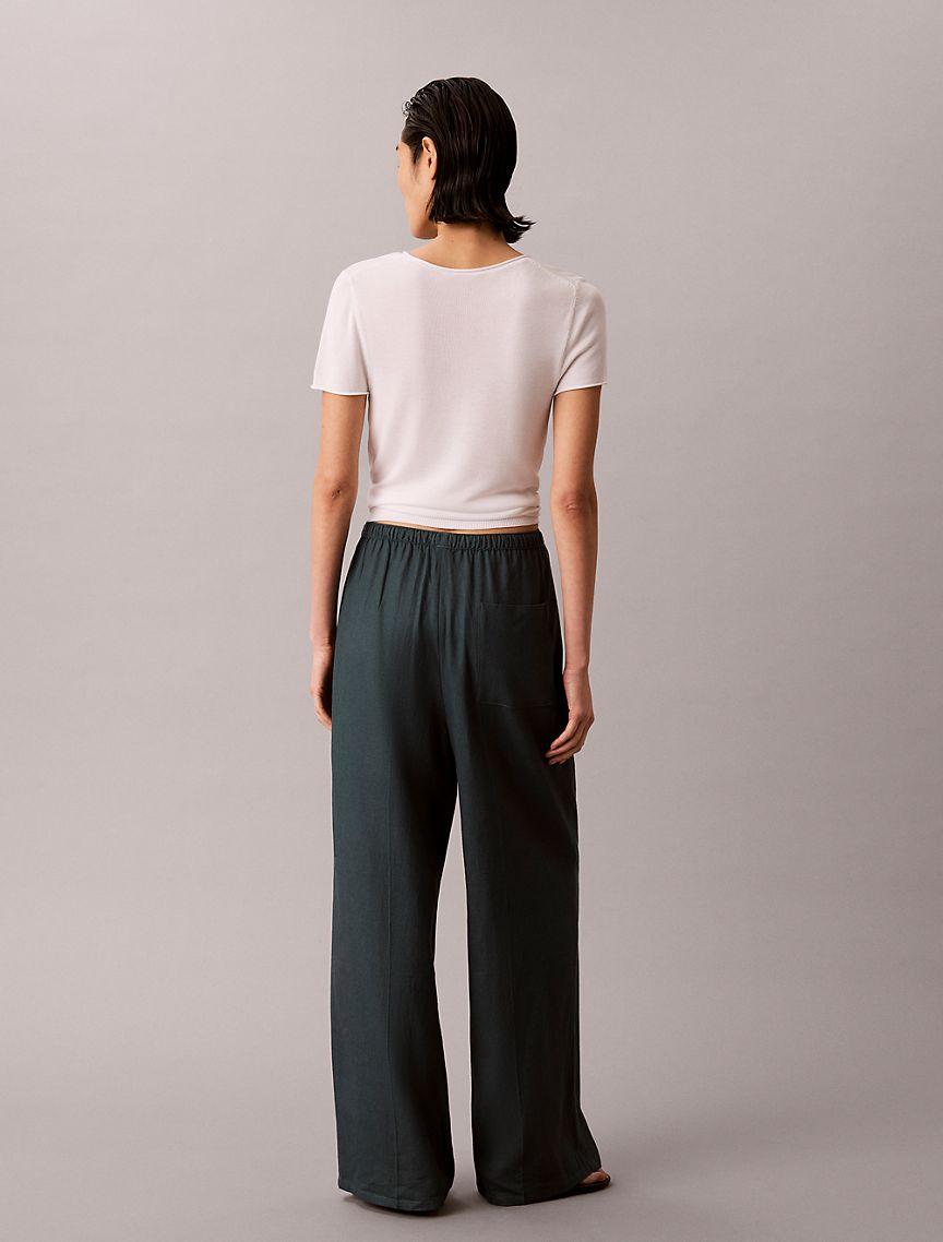 Linen Blend Wide Leg Pants Product Image