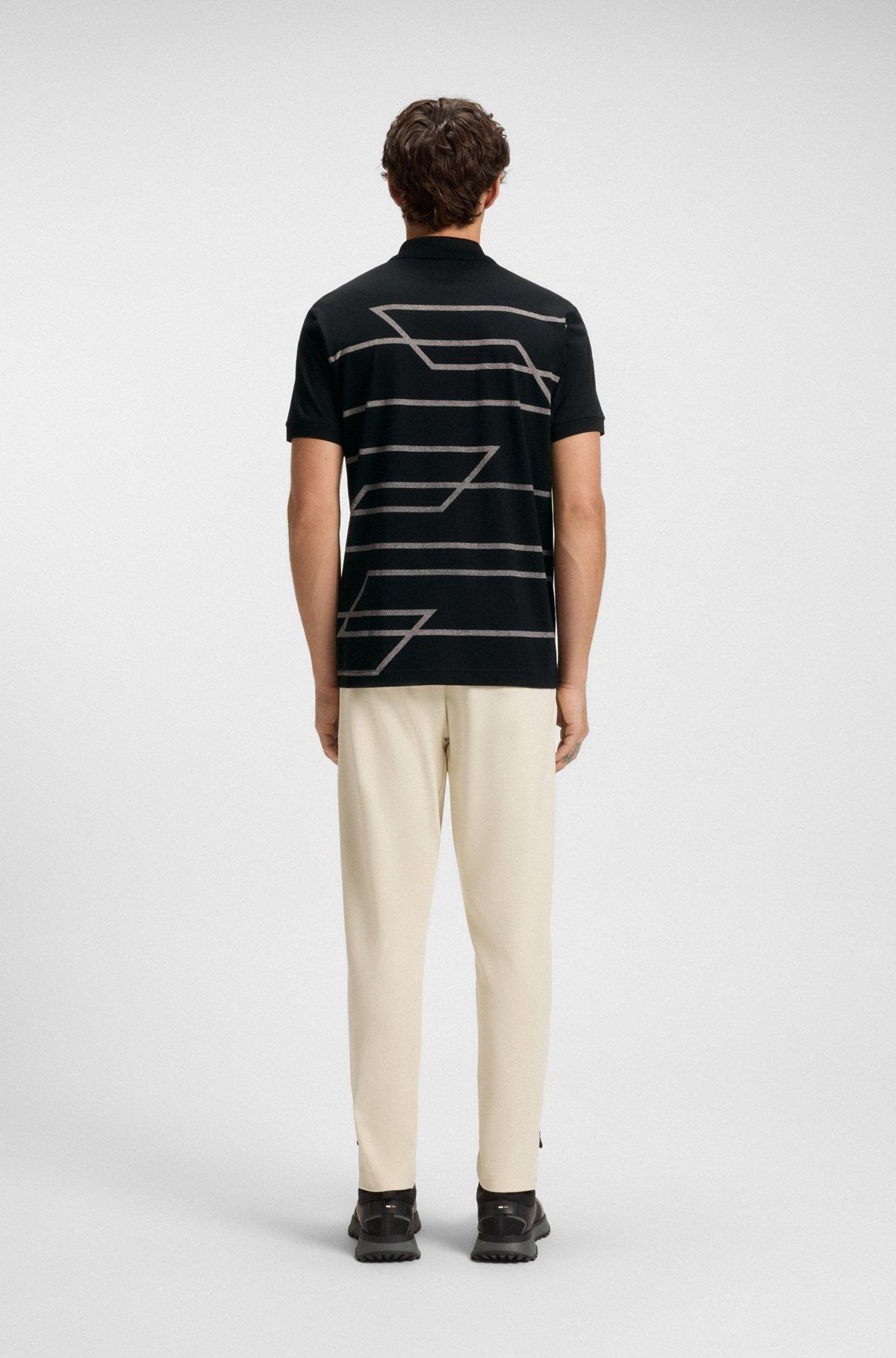 Slim-fit polo shirt in Oxford cotton with printed front panel Product Image