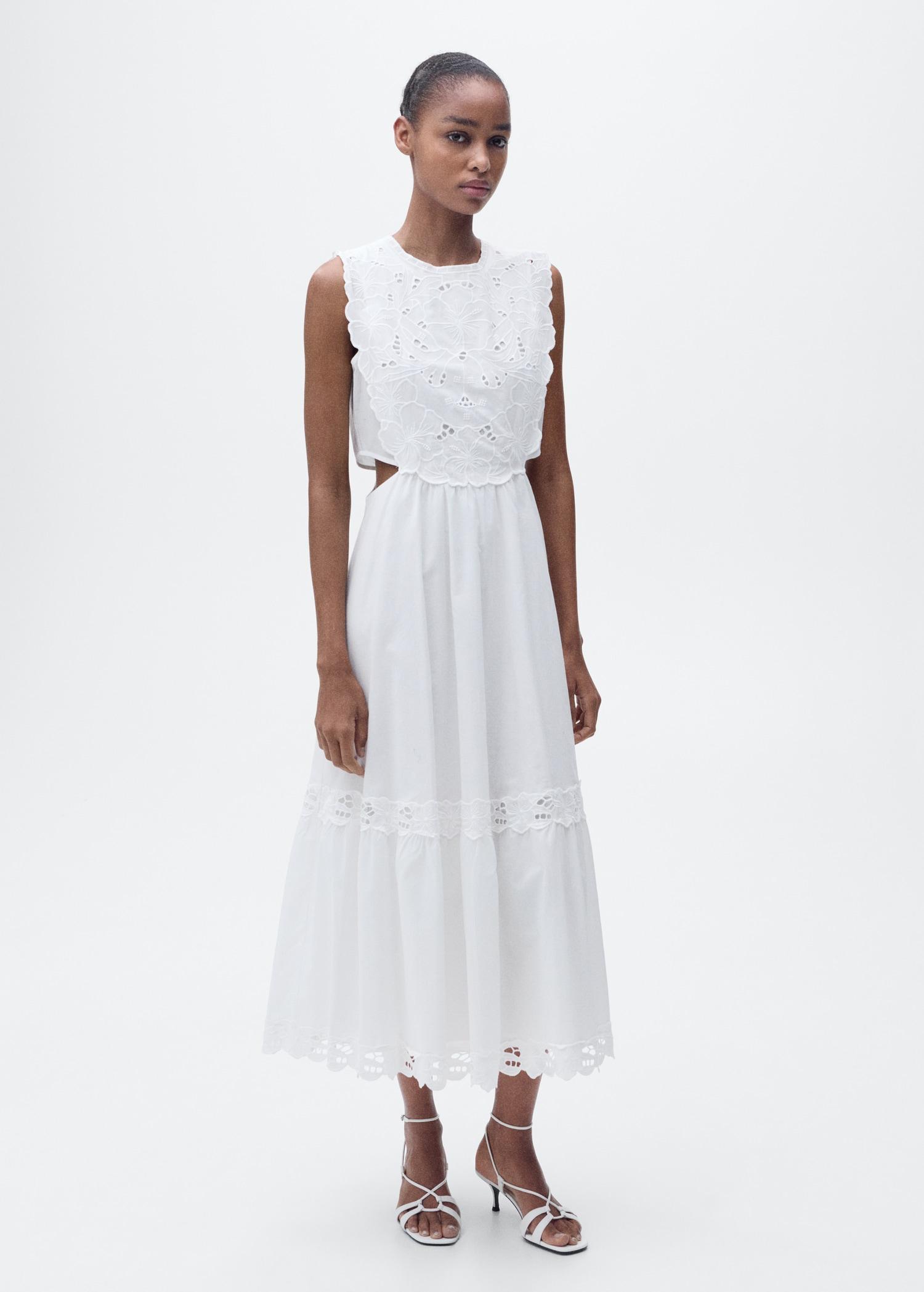Embroidered dress with side slits - Women | MANGO USA Product Image