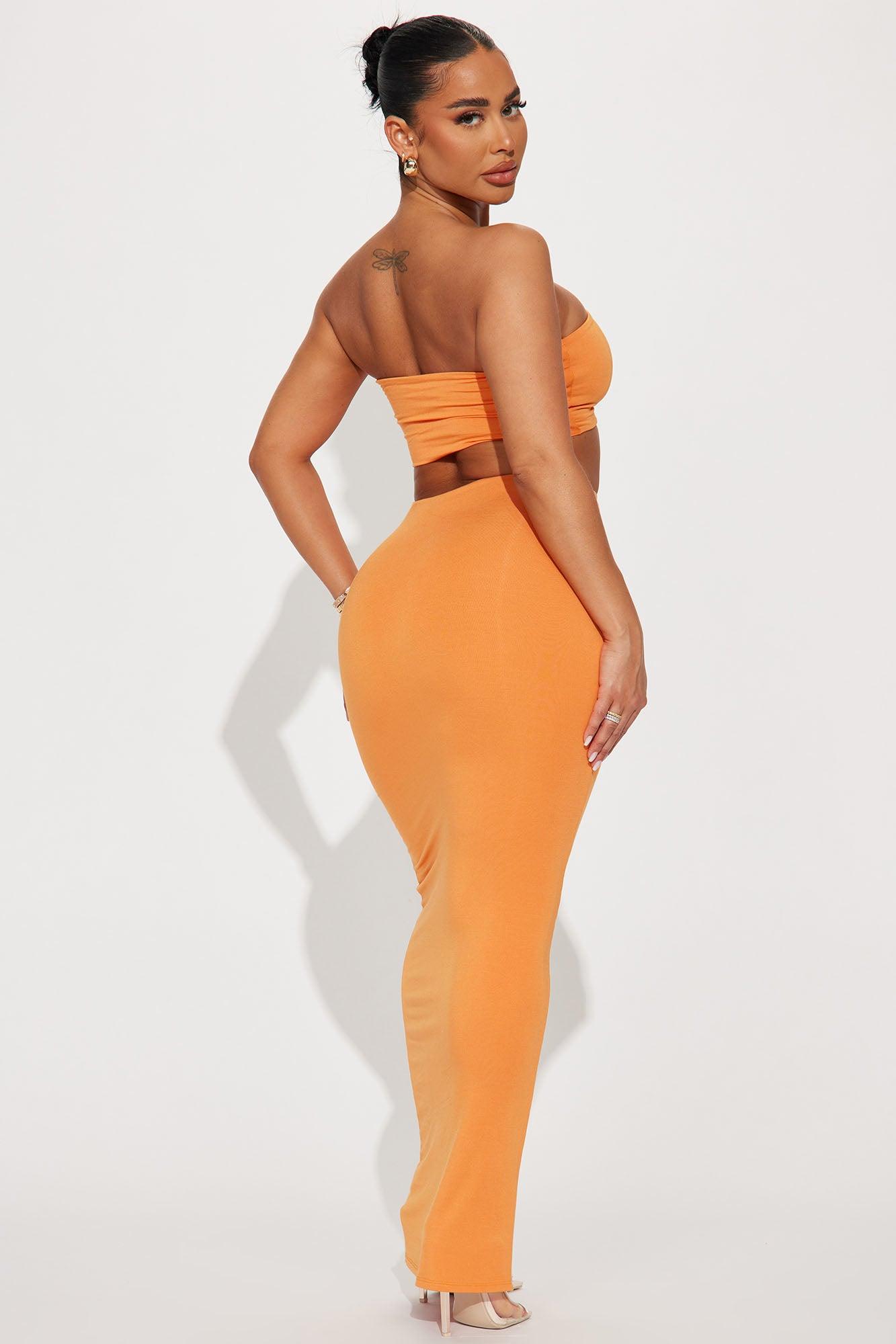 Another Time Double Lined Skirt Set - Orange Product Image