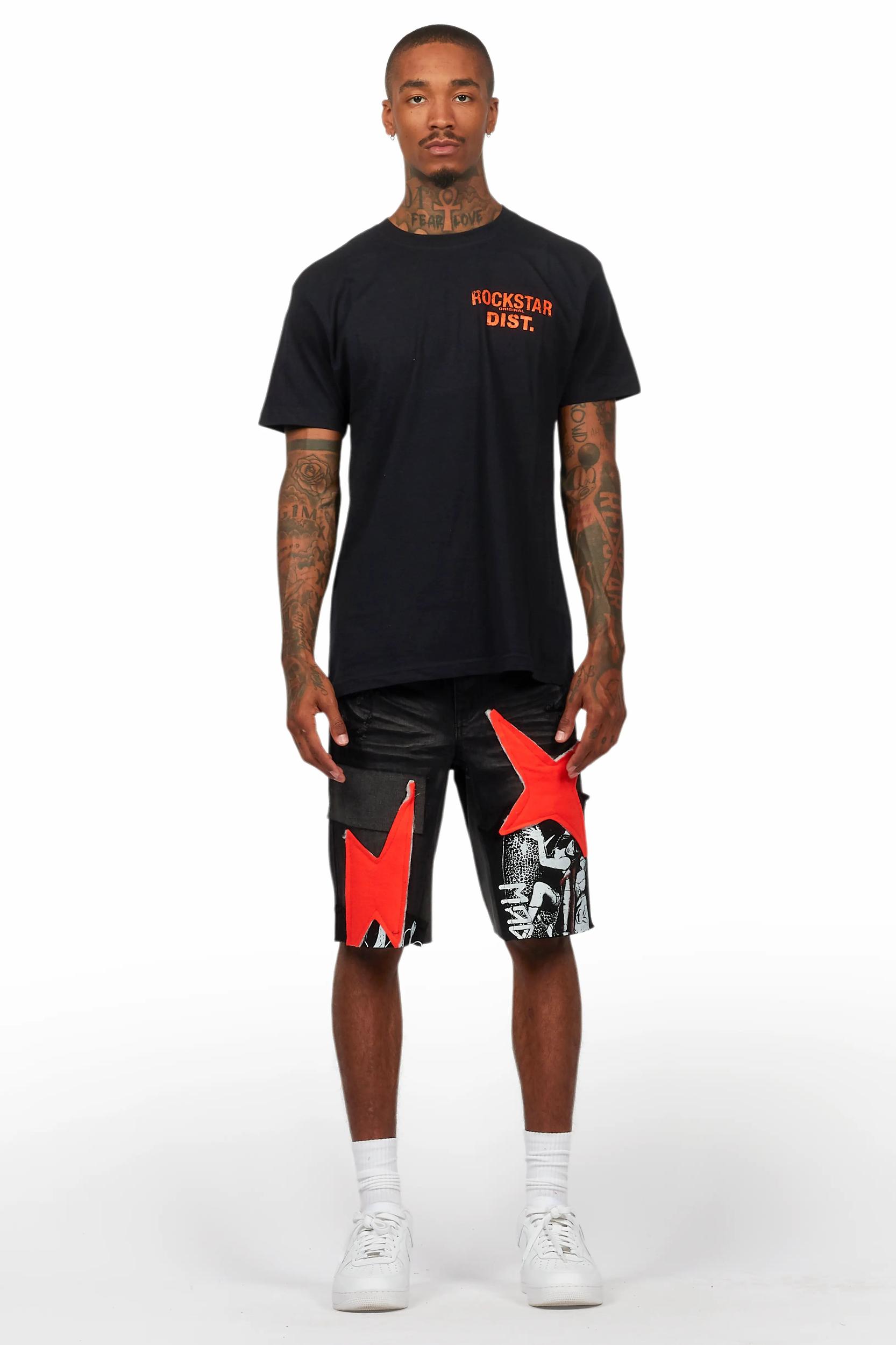 Akos Black T-Shirt/Denim Short Set Male Product Image