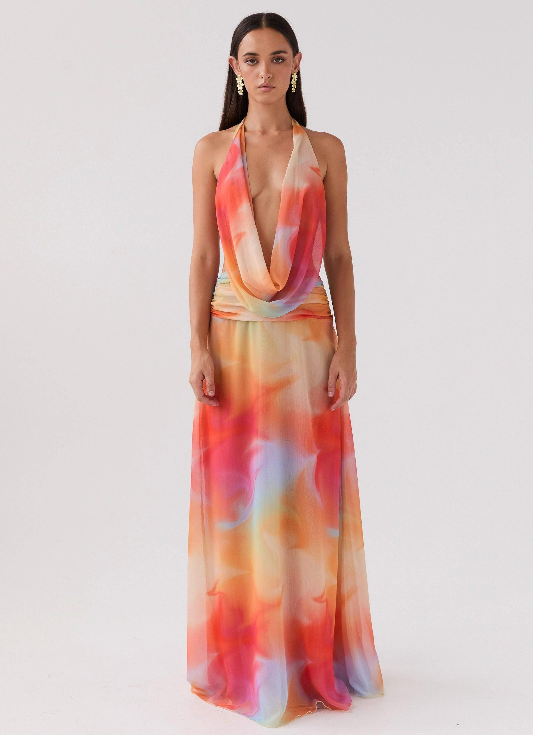 Elysia Chiffon Maxi Dress - Rainbow Product Image