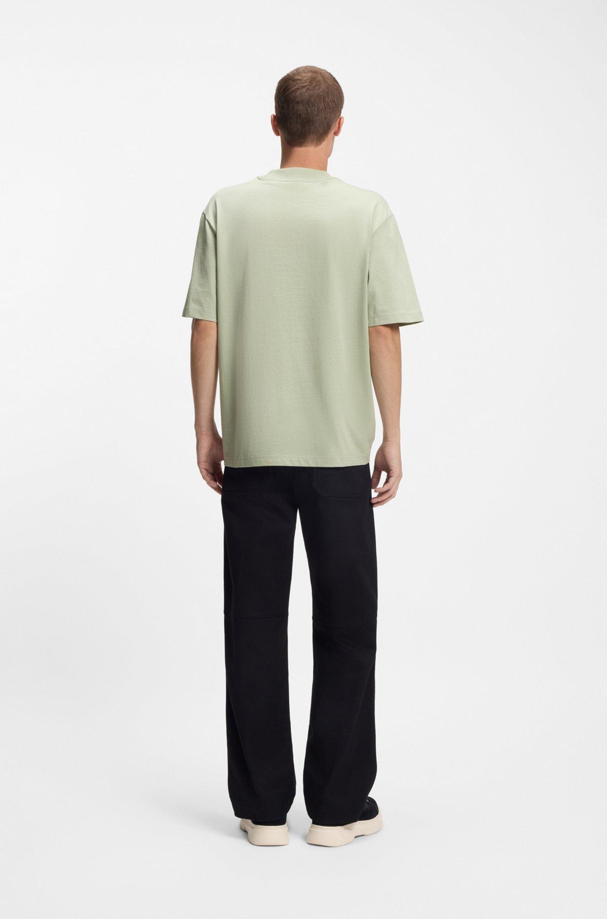Cotton-jersey T-shirt with blue logo patch Product Image