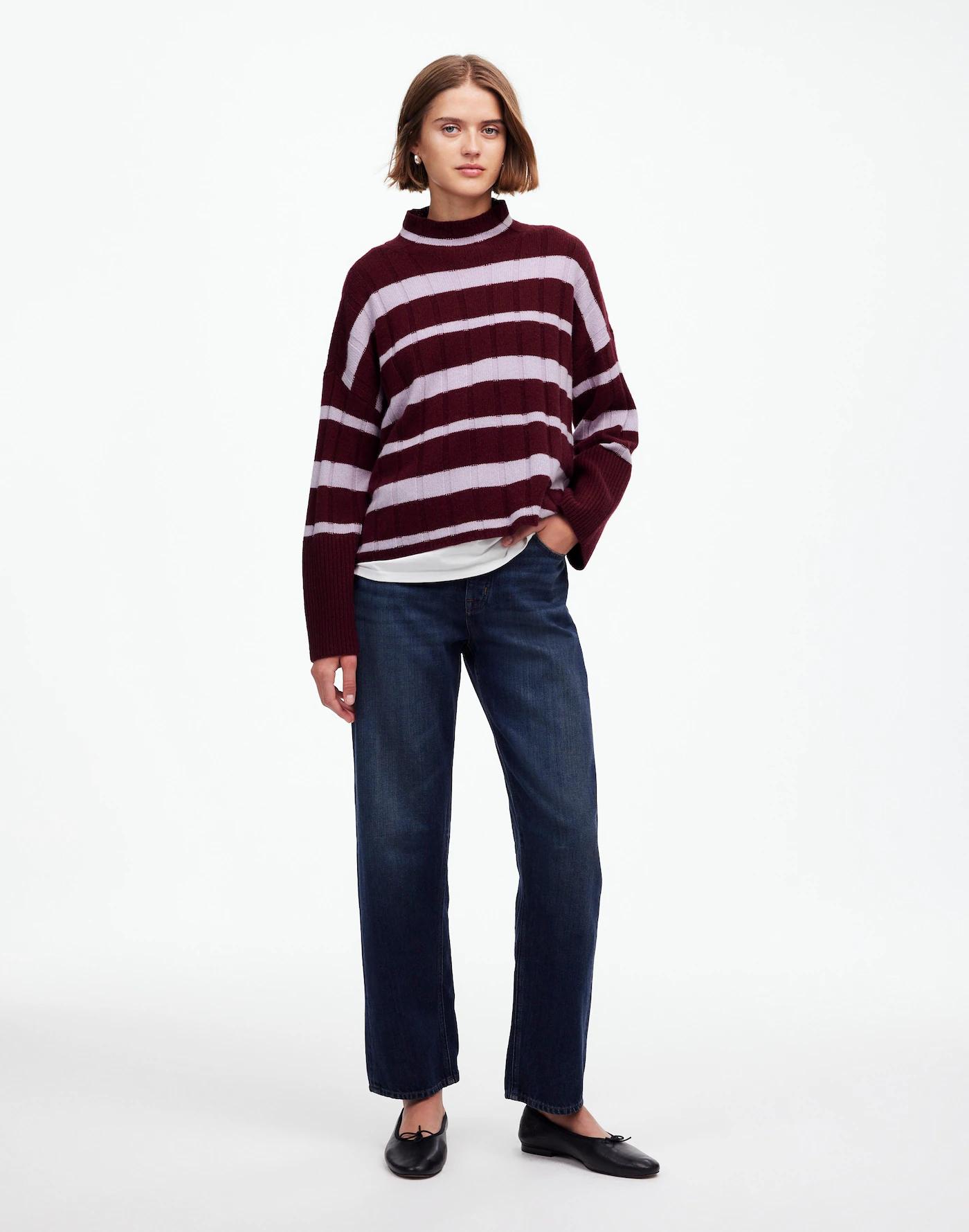 Ribbed Cashmere-Wool Blend Pullover Sweater Product Image