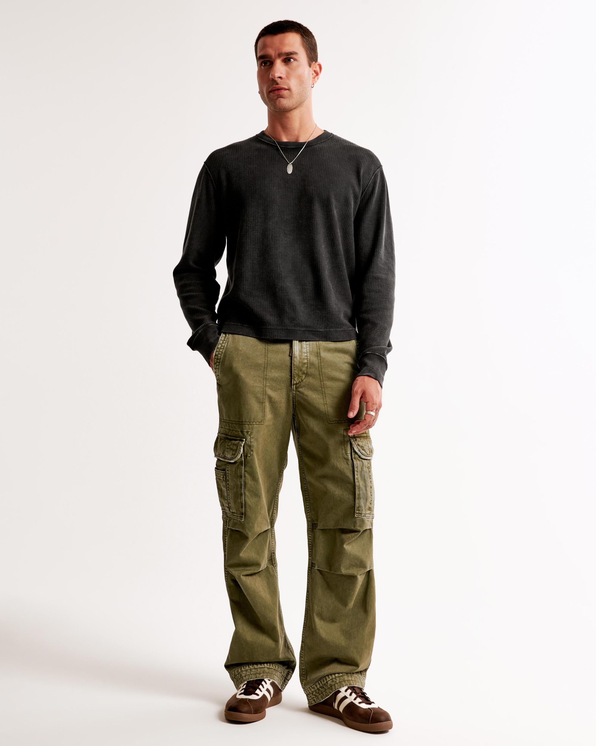 Long-Sleeve Grid Waffle Cropped Tee Product Image