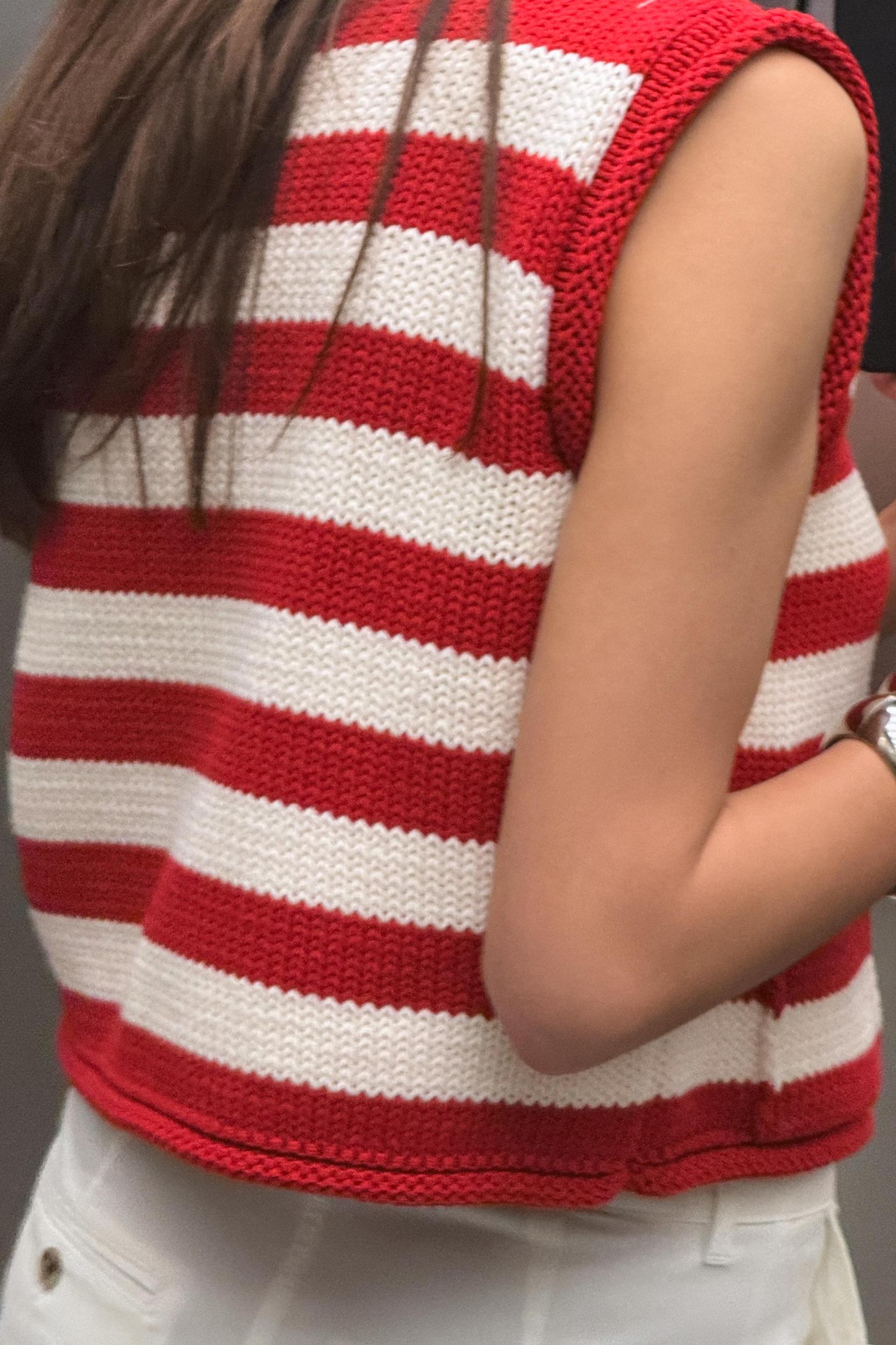 STRIPED KNIT VEST TOP Product Image