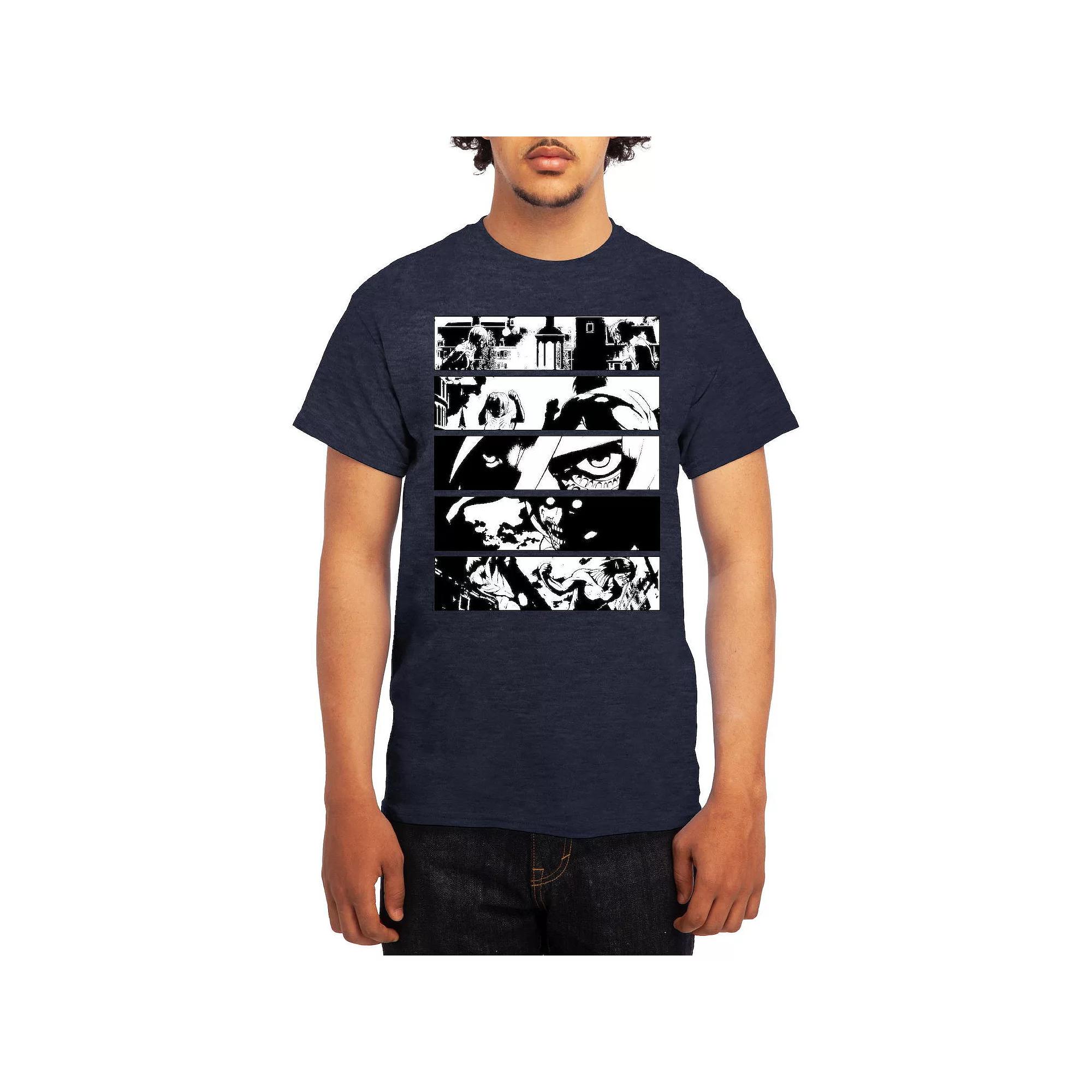Men's Attack on Titan Black & White Battle Layout Tee, Size: XL, Royal Blue Product Image