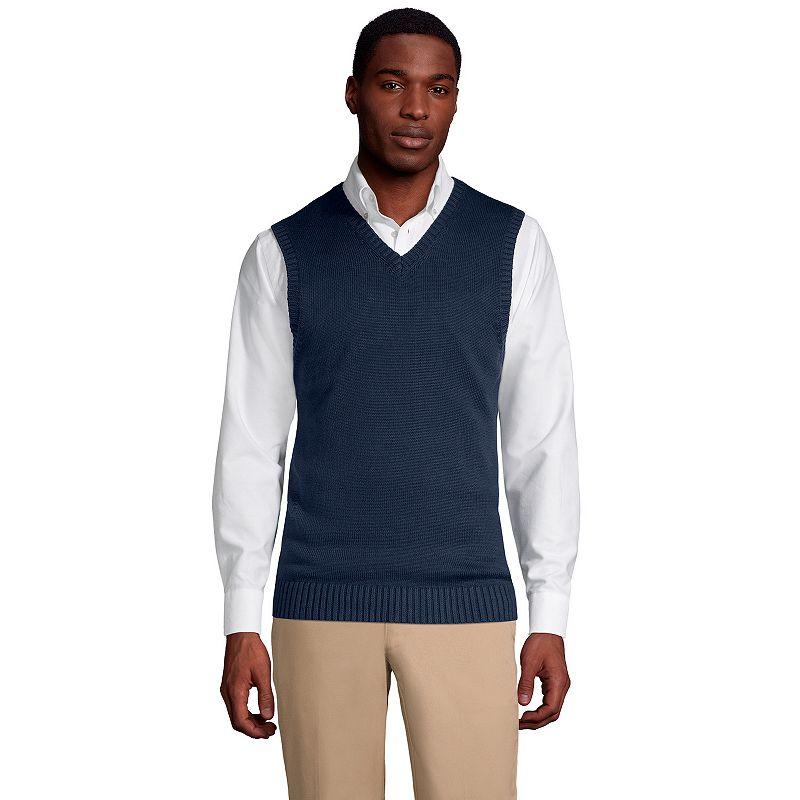 Men's Lands' End Cotton Modal Sweater Vest, Size: Large, Red Product Image
