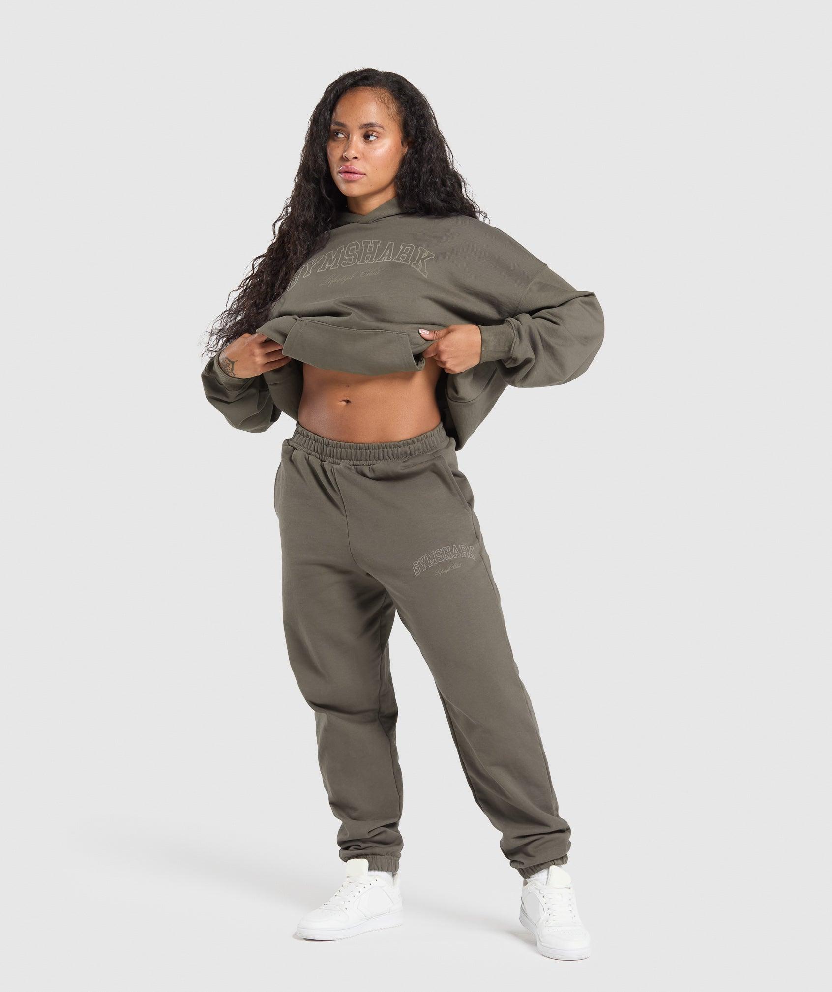 Gymshark Campus Classics Graphic Hoodie - Camo Brown Female Product Image