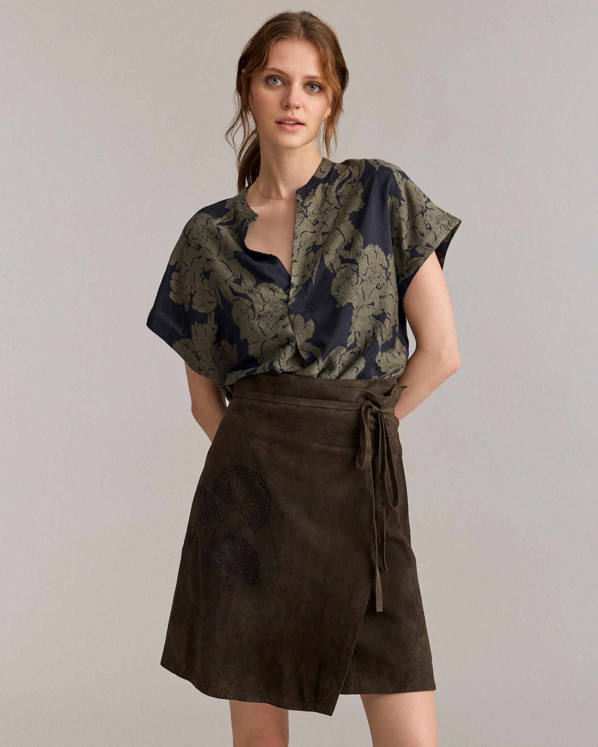 Juniper Jacquard Short Sleeve Blouse -  Product Image