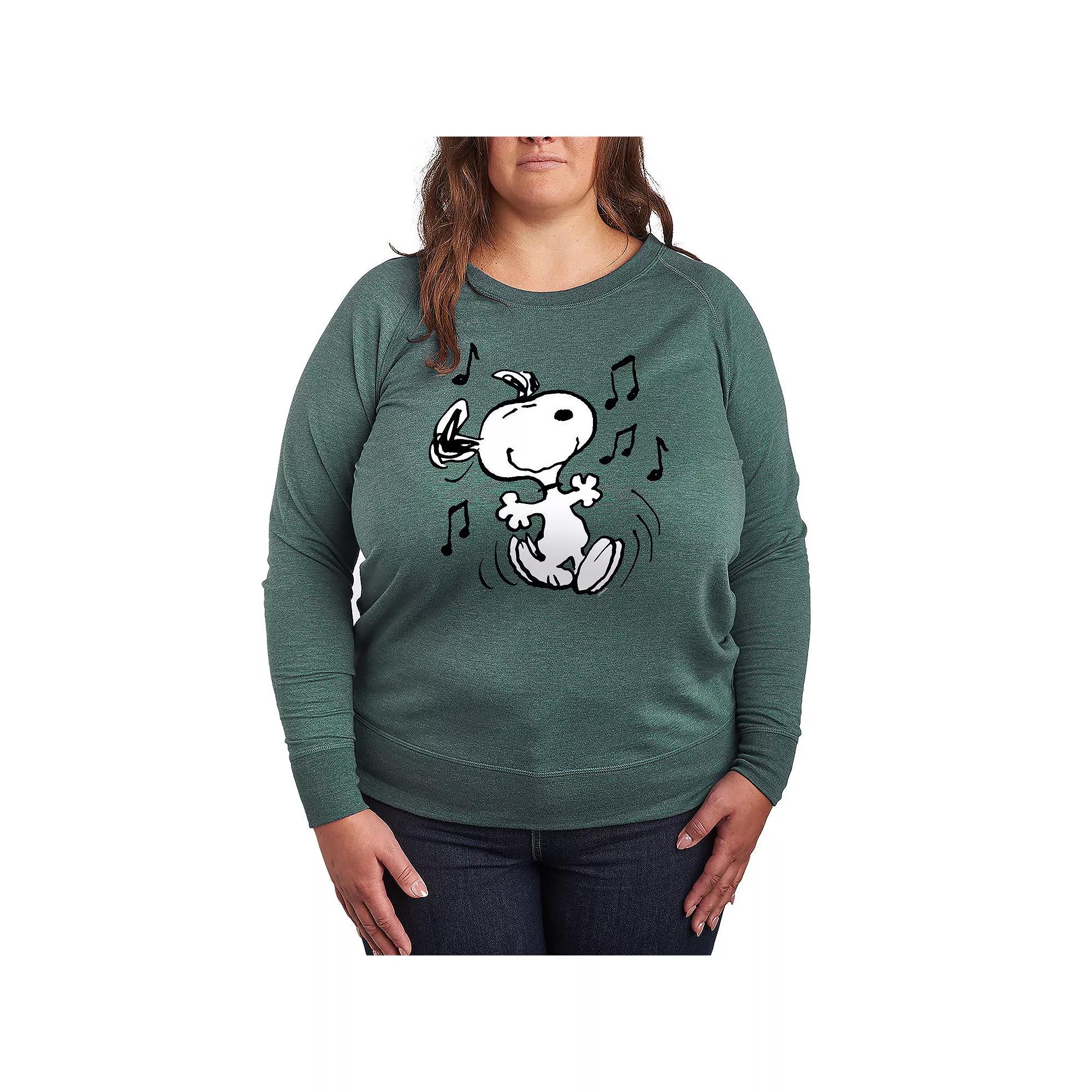 Women's Peanuts Snoopy Dancing French Terry Long Sleeve Tee, Girl's,  Product Image