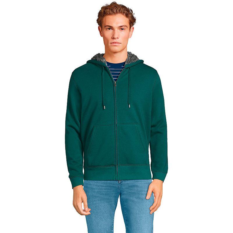 Men's Lands' End Serious Sweats Full-Zip Sherpa Hoodie, Size: Medium, Deep Balsam Product Image