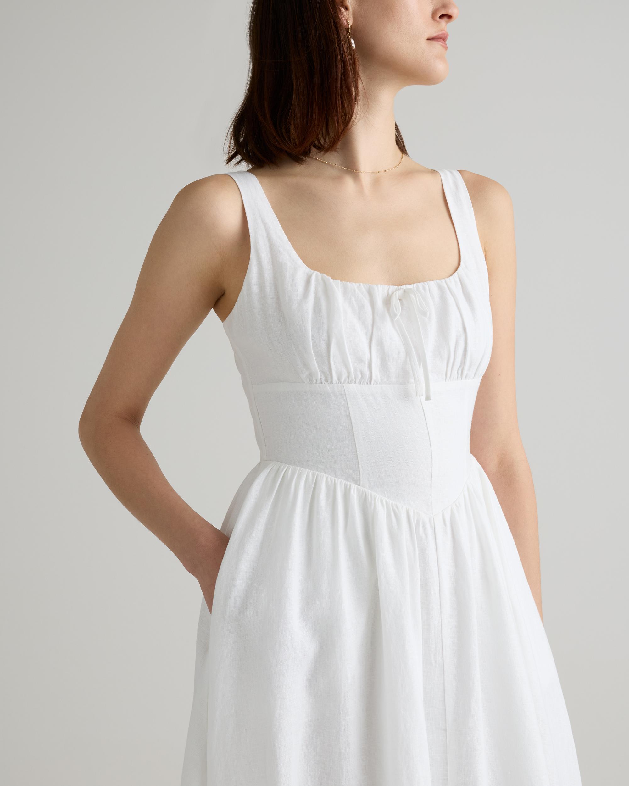 Quince | Women's 100% European Linen Corset Midi Dress Size XL Product Image