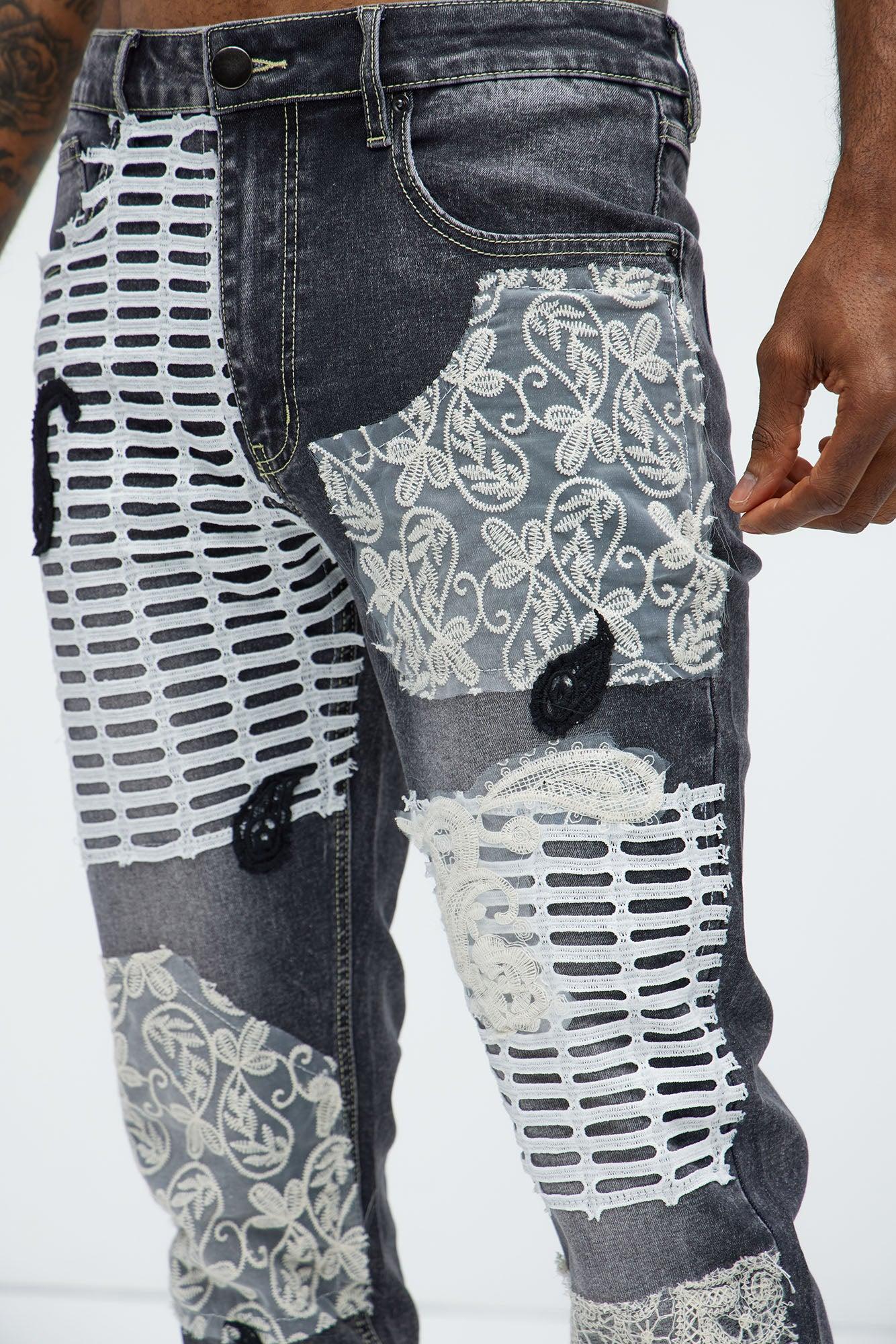 Miguel Patch Skinny Jeans - Grey Product Image
