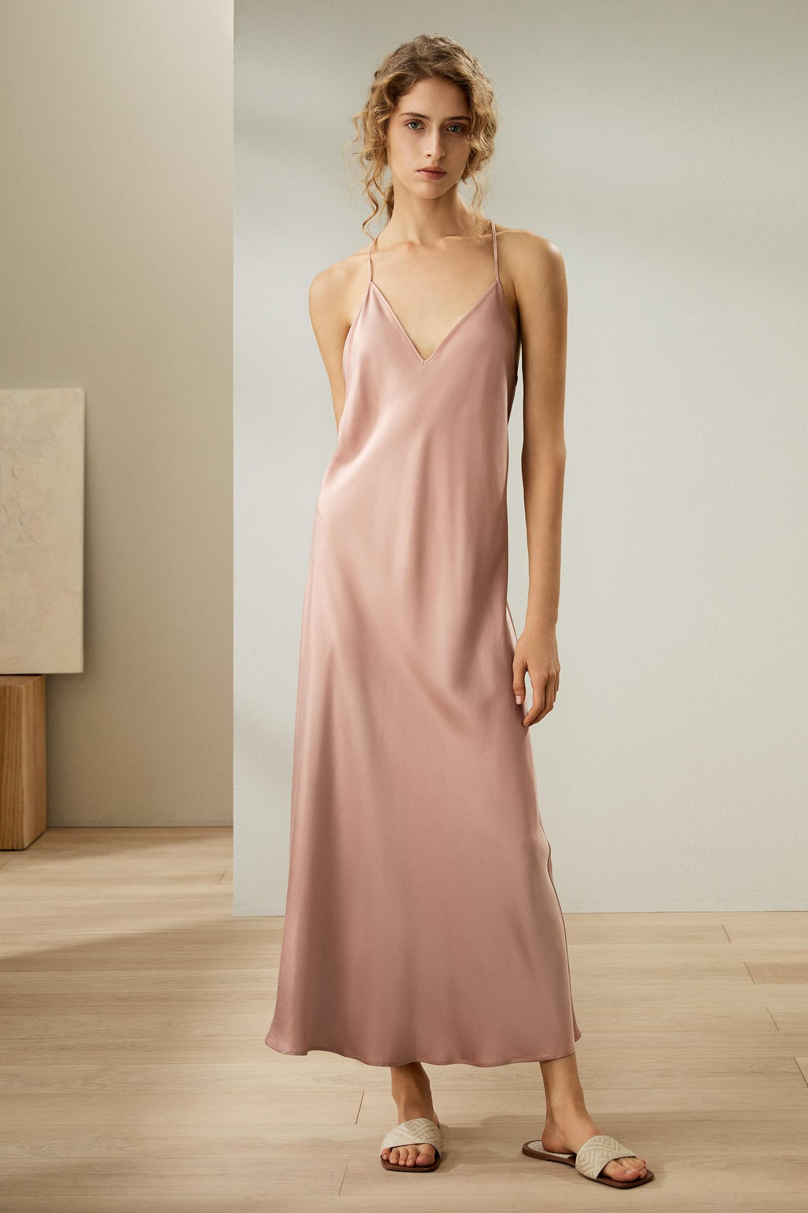 Minimalist Silk Suede Maxi Nightdress Product Image