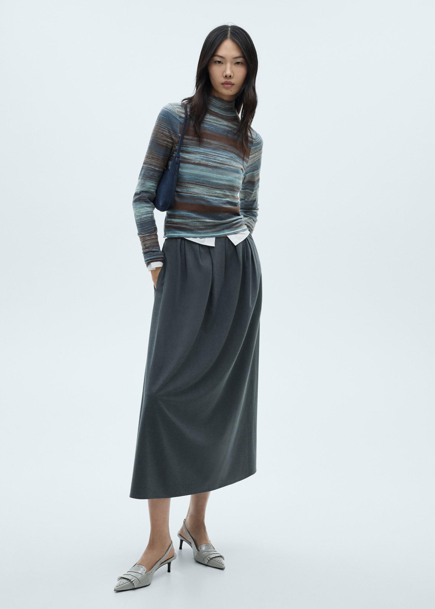 Stand-collar striped sweater - Women | MANGO USA Product Image