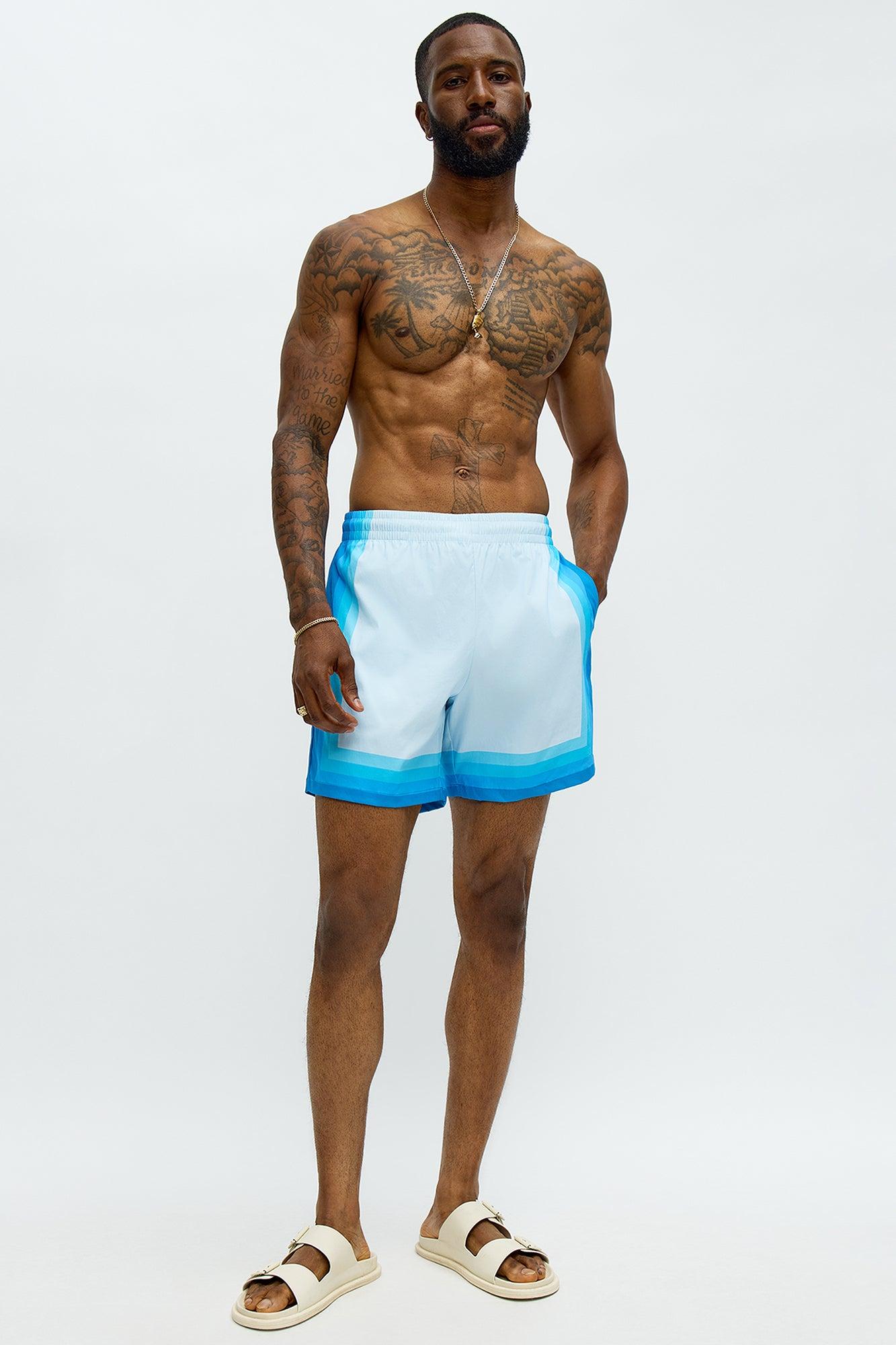 Splash Borders Swim Mid Trunk - Blue/combo Product Image