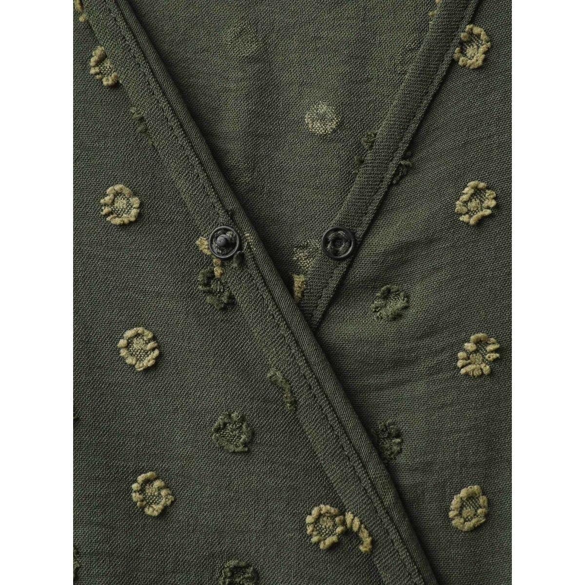 Plus Size Textured Pleated Twist Waist Midi Dress ArmyGreen Women Overlapping Overlap Collar Short sleeve Curvy BloomChic 22-24/3X Product Image