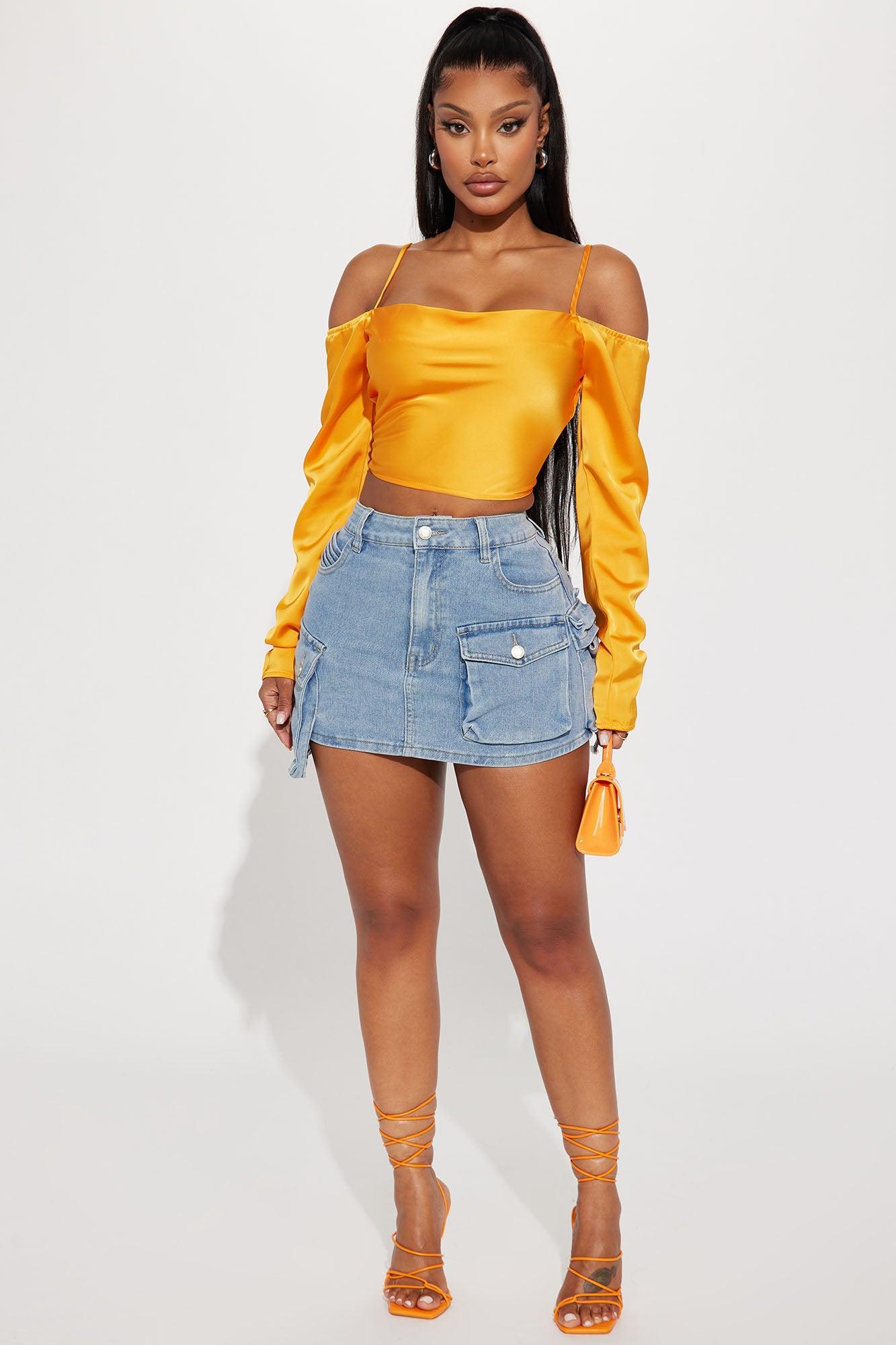 Major Mood Denim Cargo Mini Skirt - Light Wash Product Image