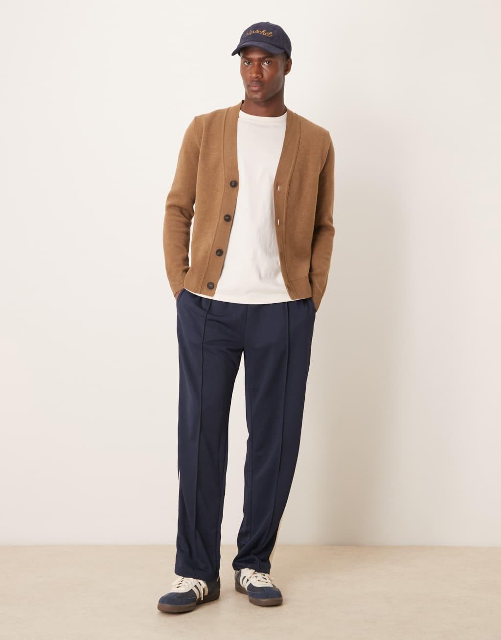 Mango wool mix cardigan in tan Product Image