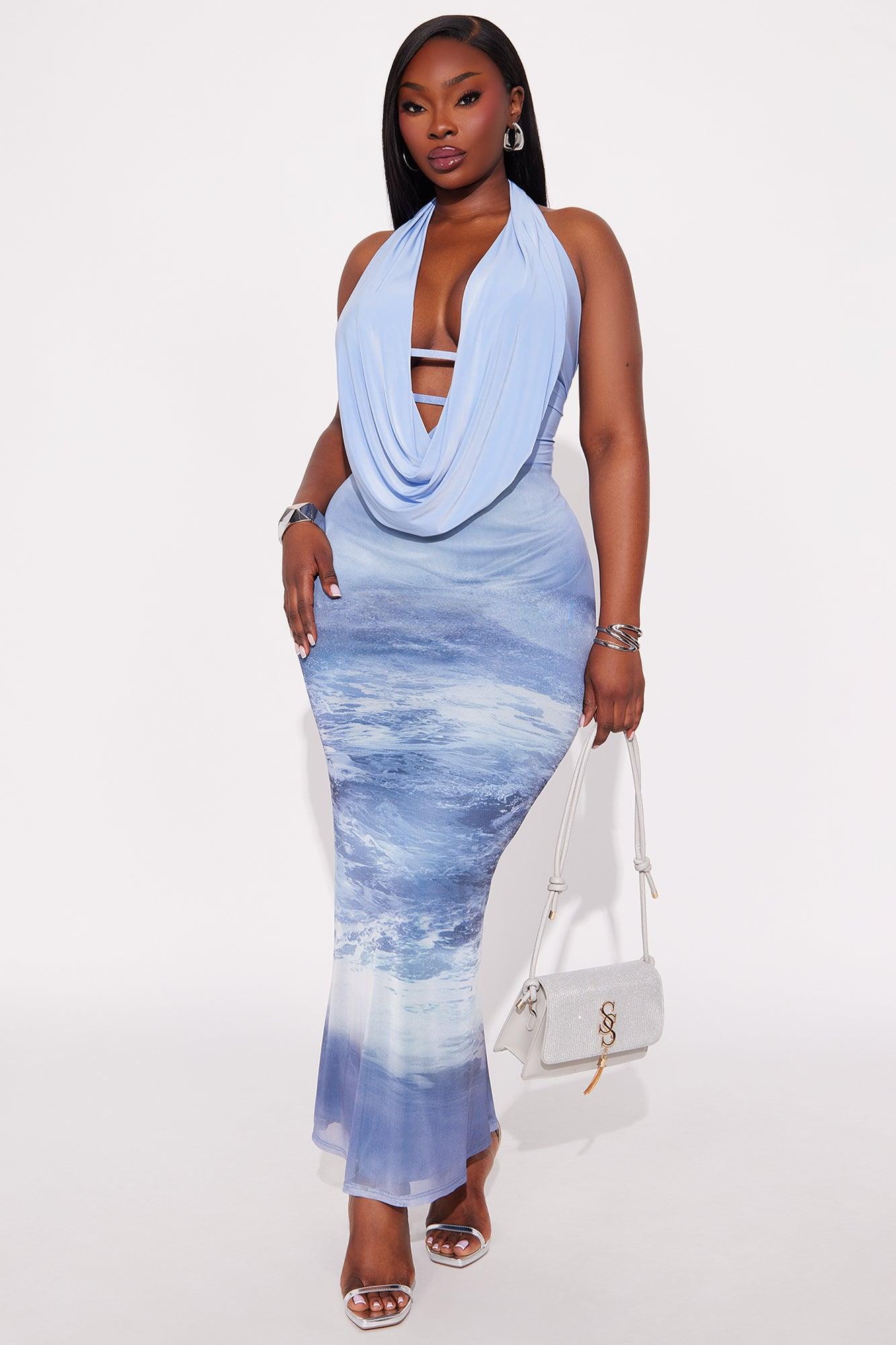 Forever Hot Cowl Neck Halter Bodysuit - Periwinkle Female Product Image