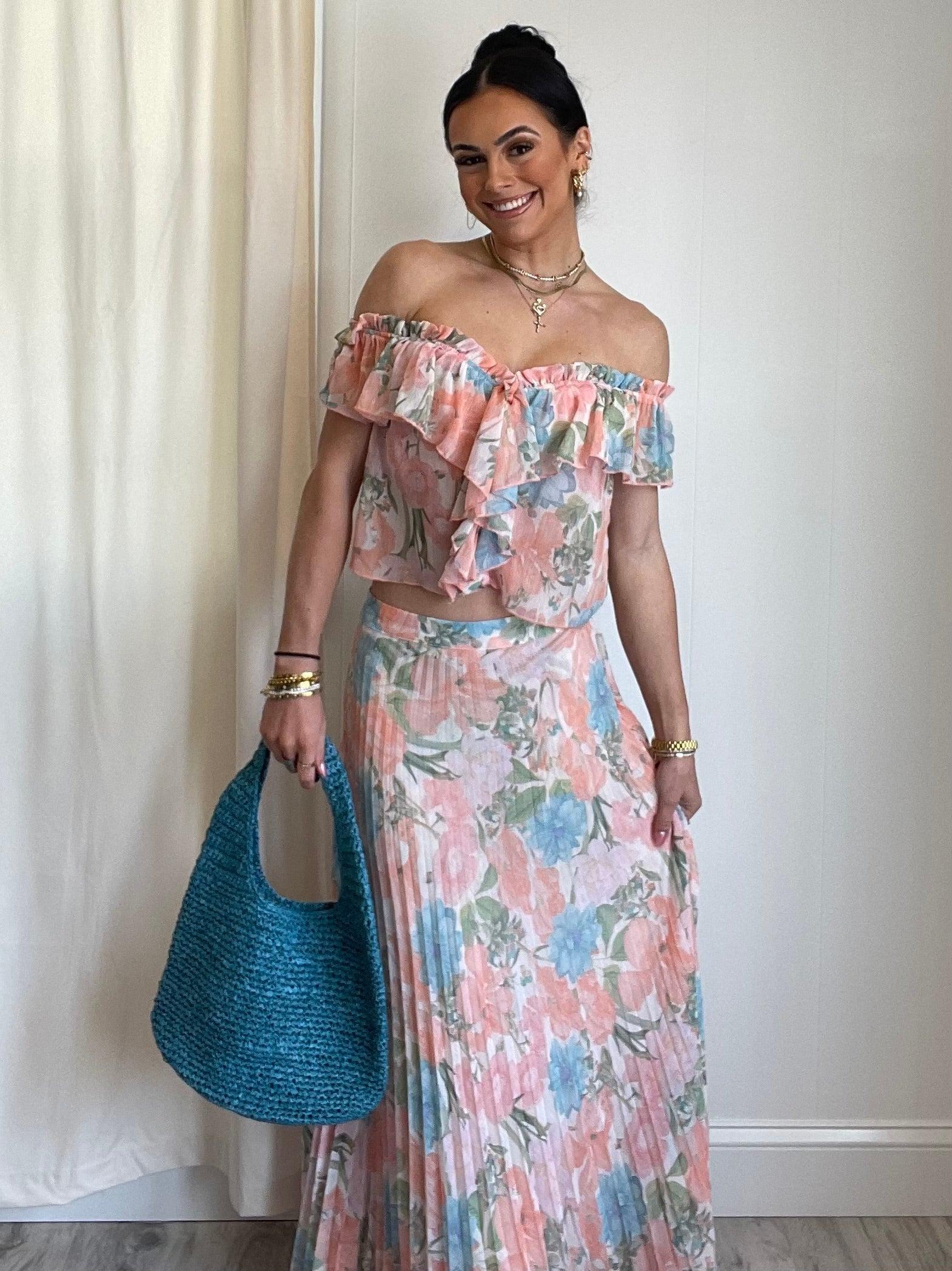 FINAL SALE Kiera Floral Pleated Maxi Skirt Product Image