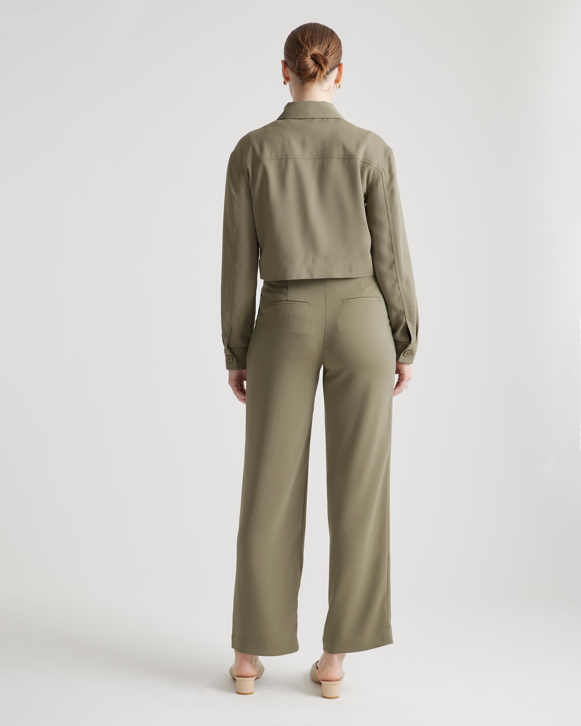 Quince | Women's Stretch Crepe Cropped Jacket Size XL, Recycled Polyester / Spandex Product Image