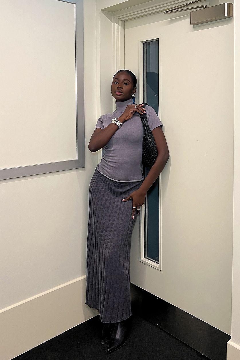 Wool Blend Knitted Midi Skirt Product Image