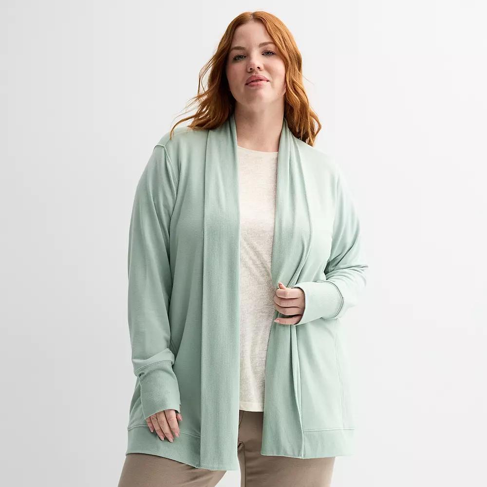 Plus Size Tek Gear® French Terry Wrap Cardigan, Women's, Size: 3XL, Ostego Bay Product Image