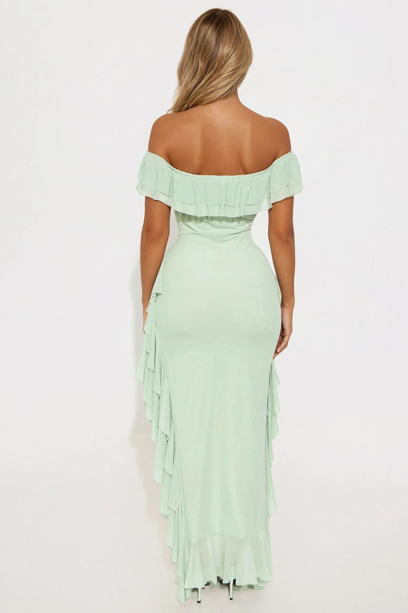 Mila Ruffle Maxi Dress - Sage Product Image