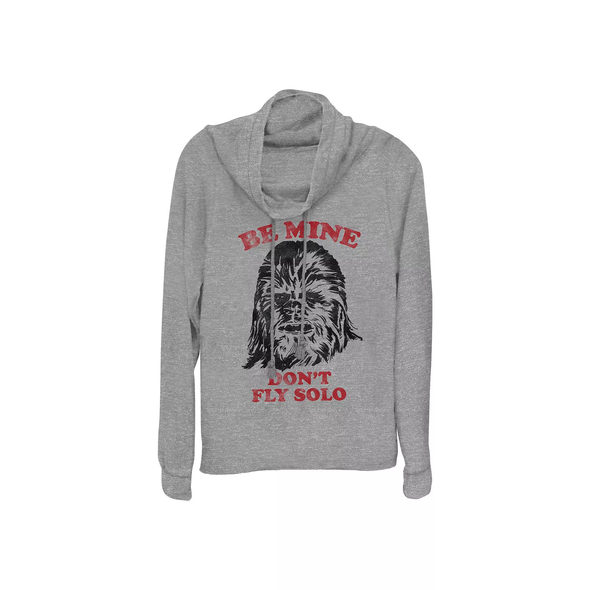 Women's Star Wars Chewbacca Be Mine Don't Fly Solo Cowlneck Graphic Lightweight Long Sleeve,  Product Image