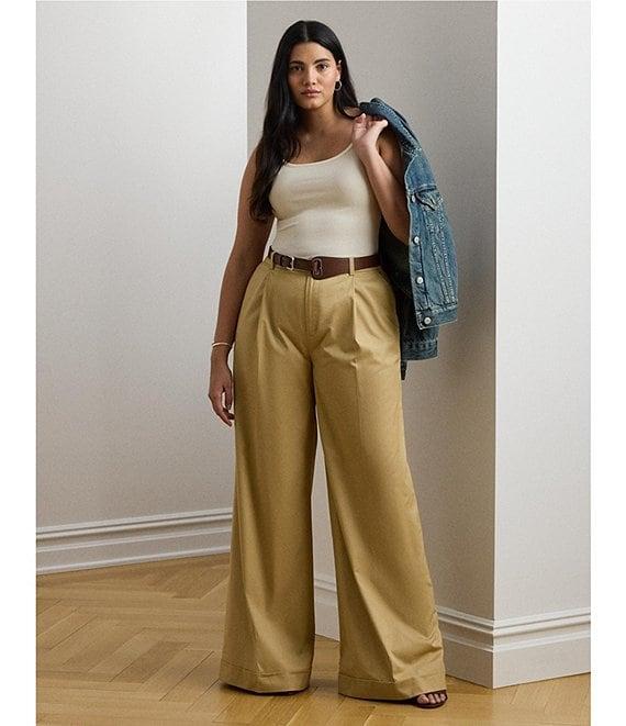 Lauren Ralph Lauren Plus Size Pleated Wide Leg Pants Product Image