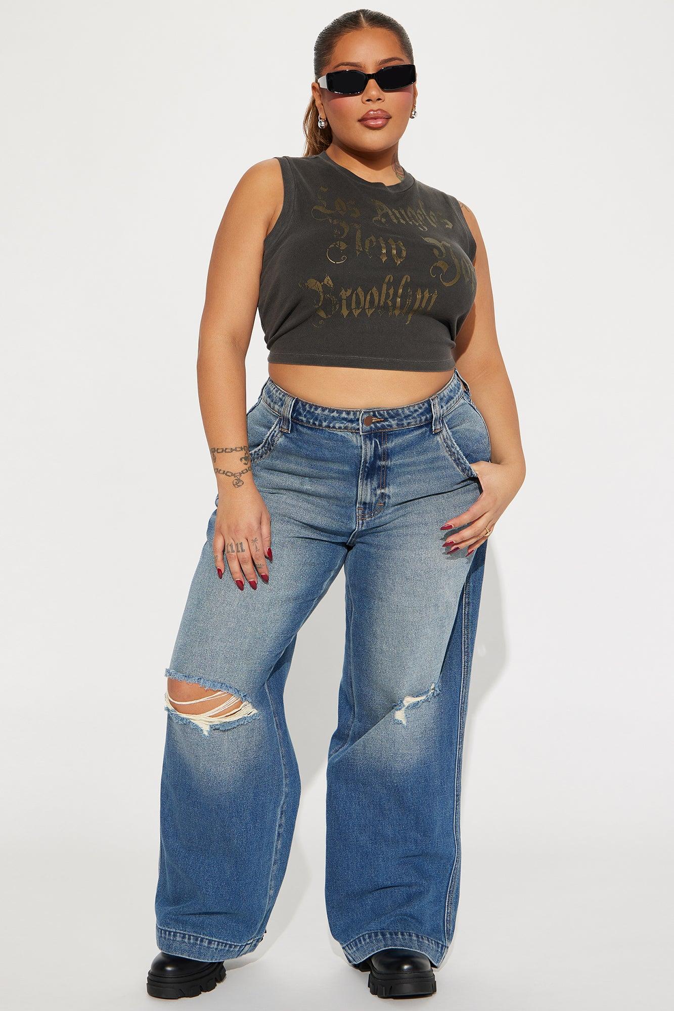 LA to NY Washed Tank Top - Charcoal Product Image