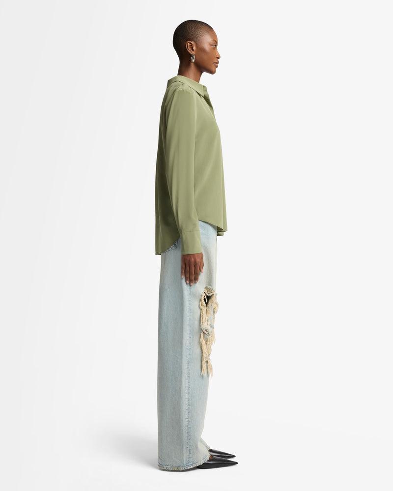 Long Sleeve Silk Blouse Product Image