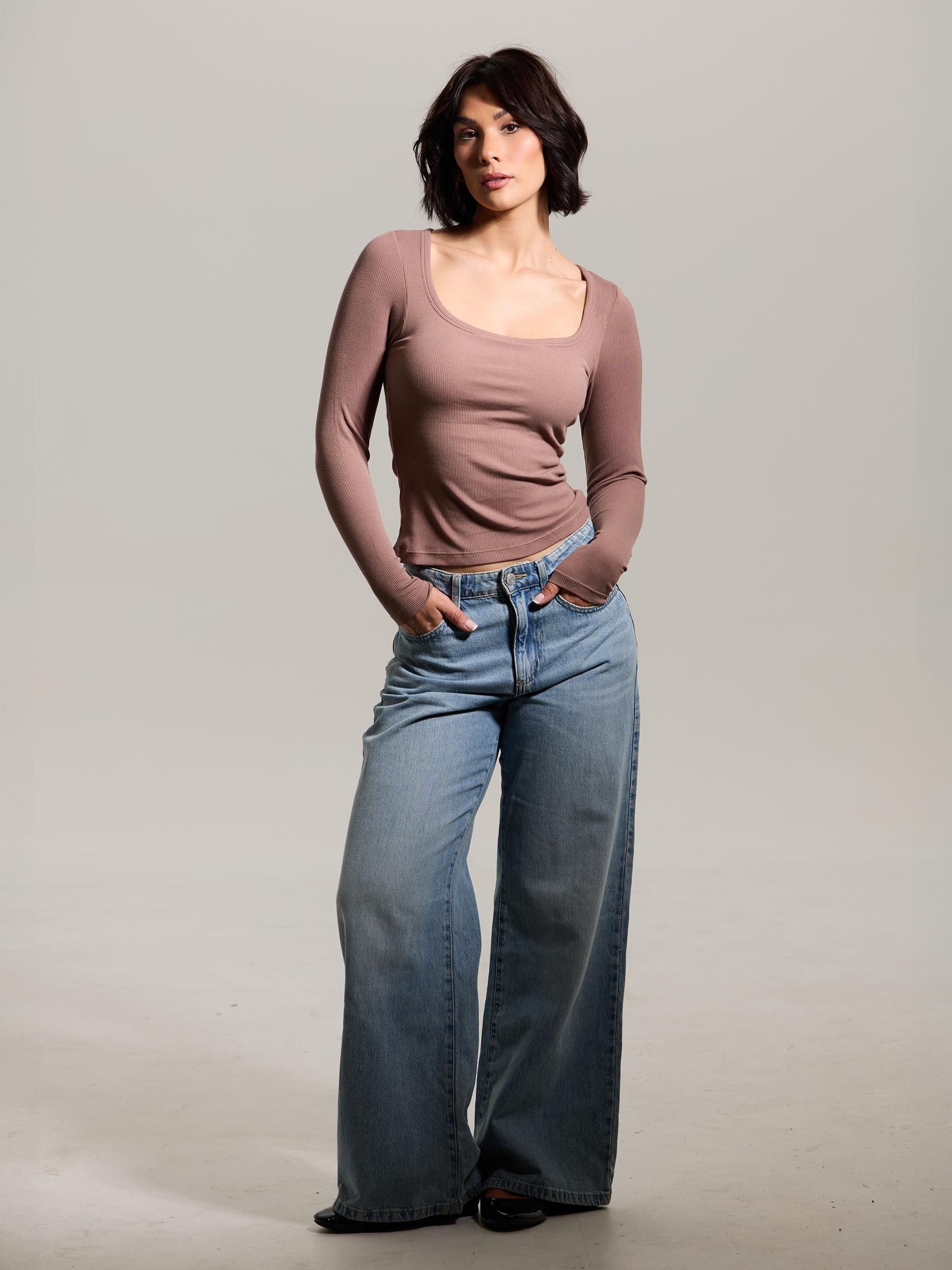 Bamboo Long Sleeve Scoop Neck Brami (Full Length) Product Image