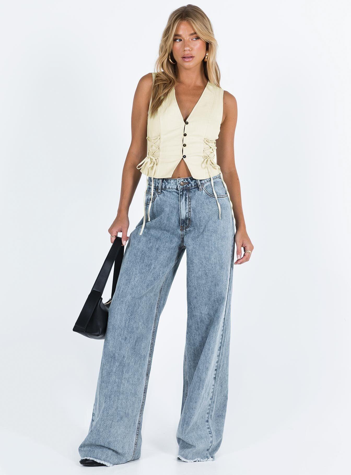 Eivissa High Rise Baggy Jeans Faded Denim Product Image