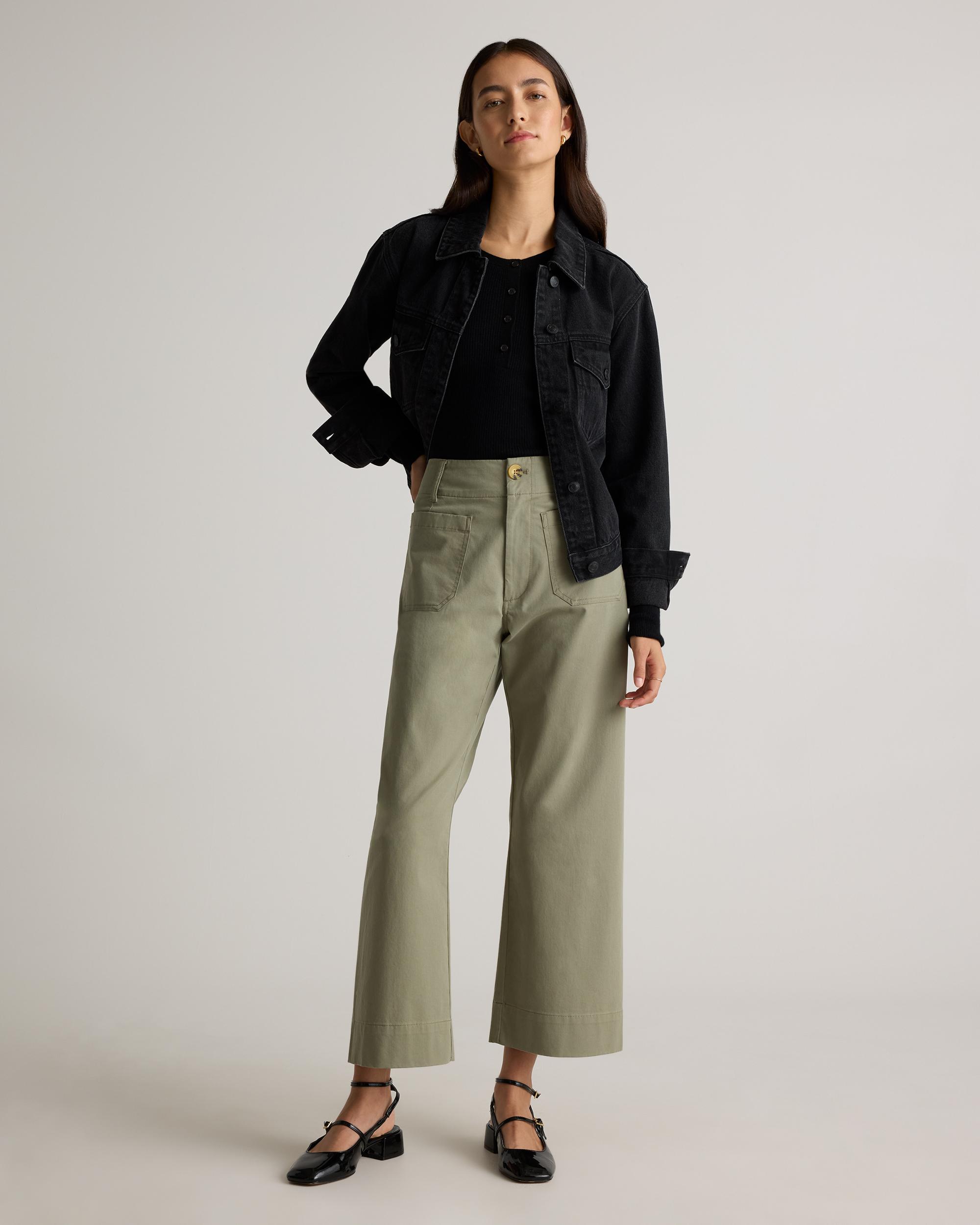 Quince | Women's Organic Stretch Cotton Chino Cropped Wide Leg Pants Organic Cotton Product Image