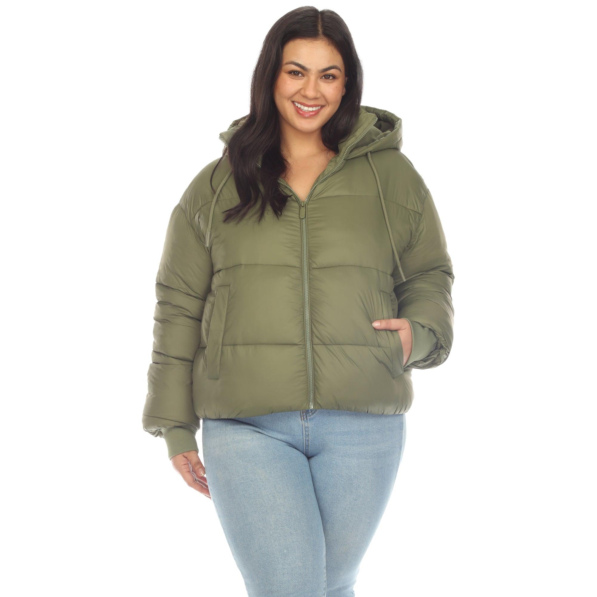 Full Front Zip Hooded Bomber Puffer Coat - Plus Product Image