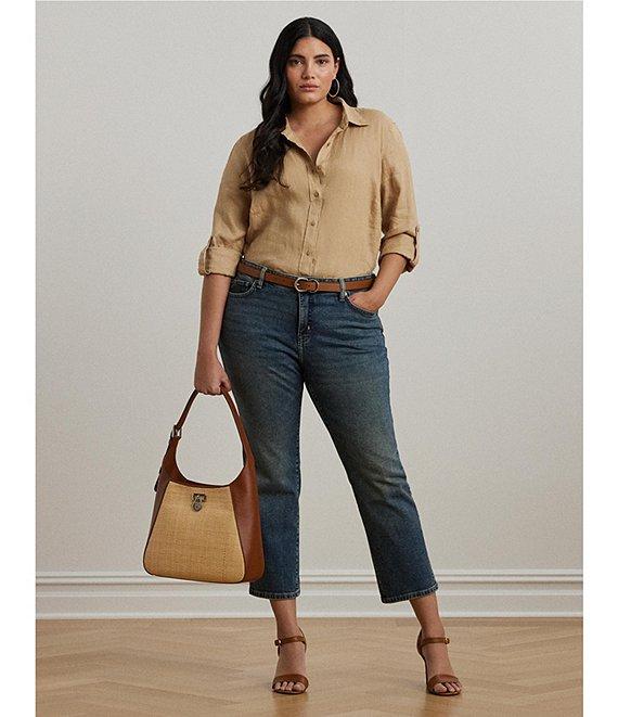 Lauren Ralph Lauren Plus Size Twill Mid Rise Ankle Jeans Product Image