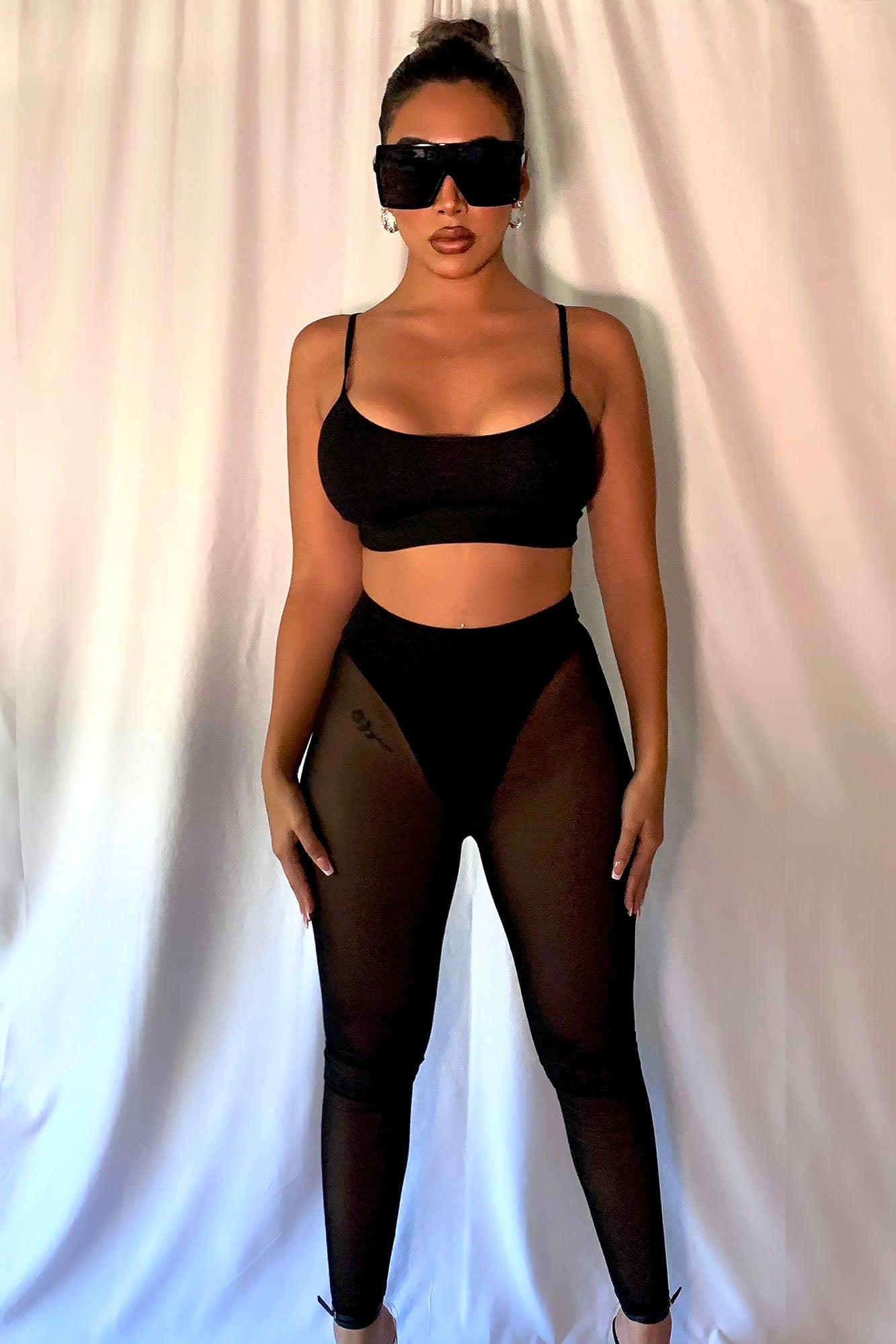 Sheer Curves Mesh Shaping Legging - Black Product Image