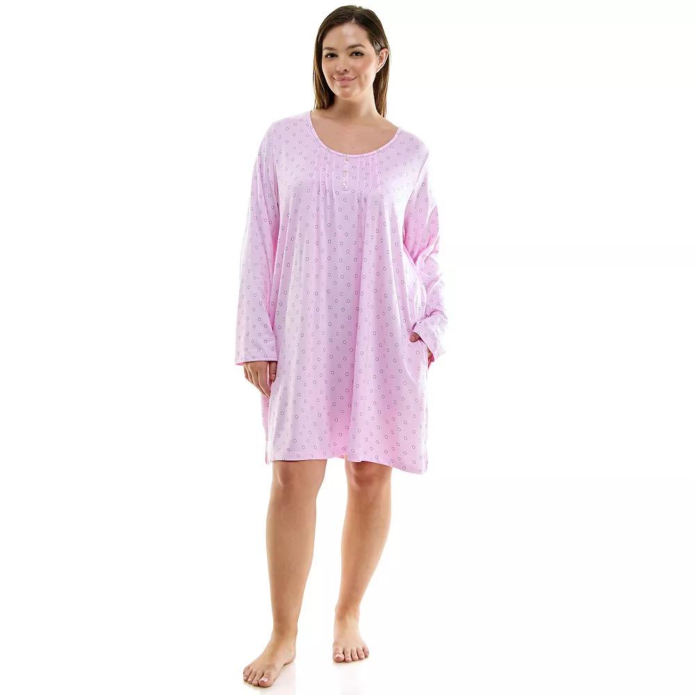 Plus Size Croft & Barrow® Cozy Luxe Long Sleeve Pajama Gown, Women's, Size: 1XL, Sunny Circles Product Image